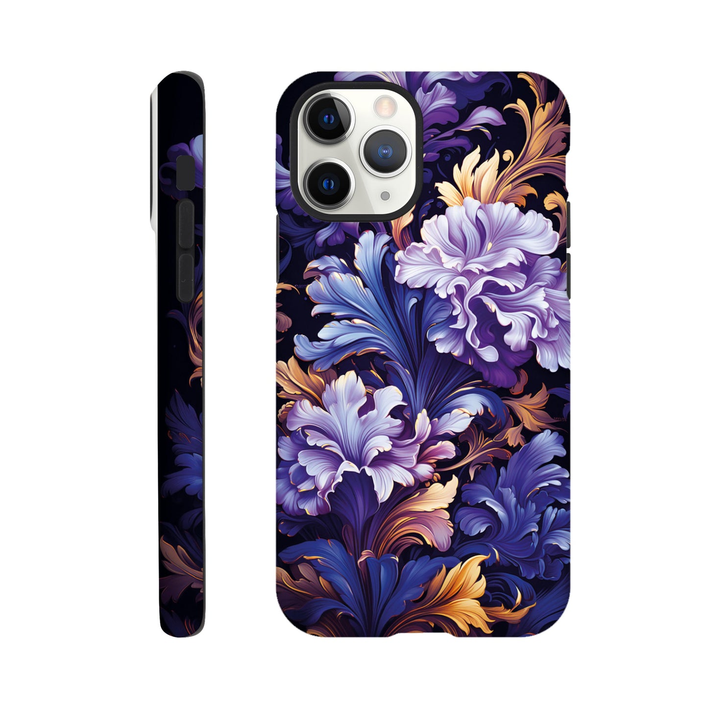 Purple flower art deco pattern- Phone Case sturdy