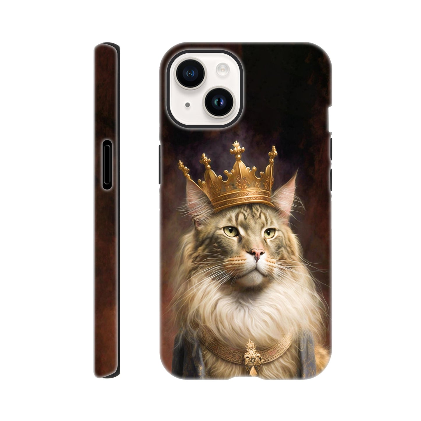 Renaissance painting of a Maine Coon with a king's crown - Phone case sturdy
