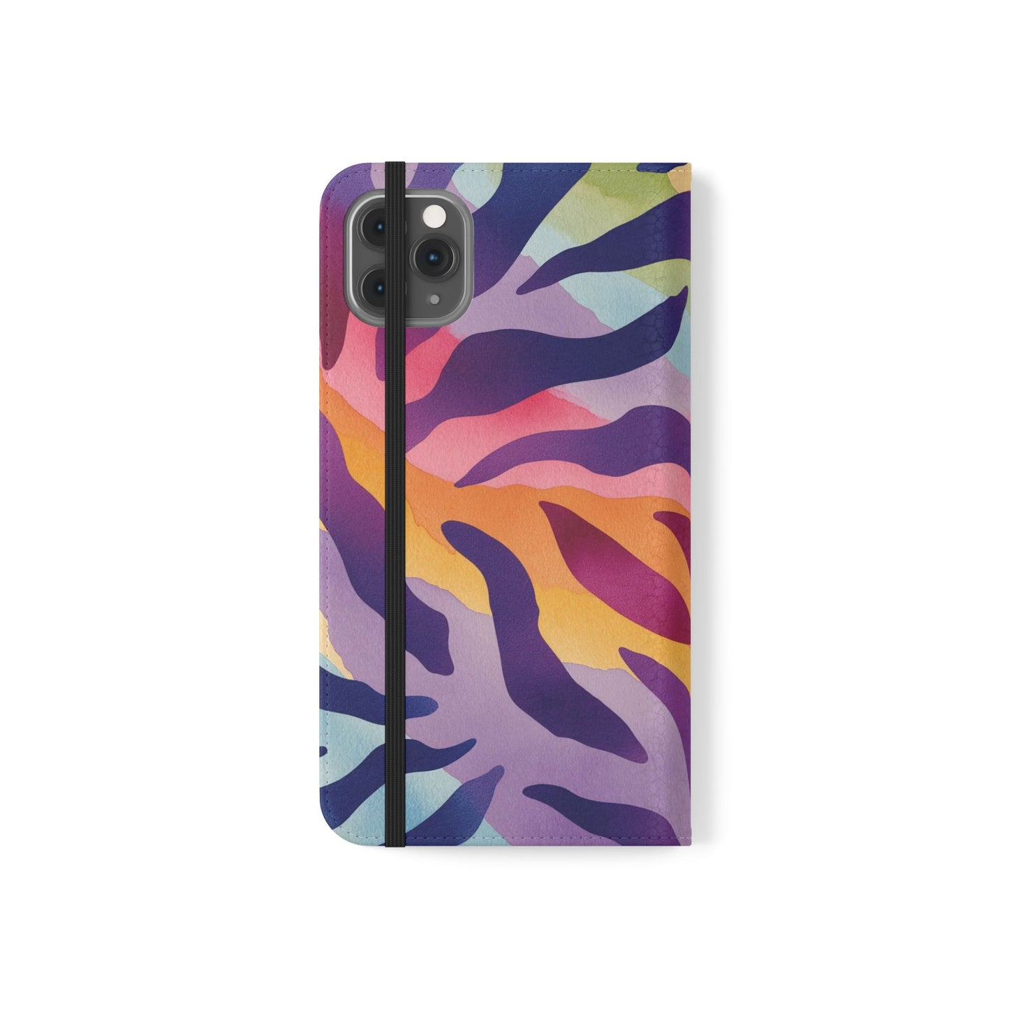 Colorful Zebra Print Phone Flip Case, Stylish Wallet Cover, Unique Mobile Accessory, Ideal Gift for Him/Her, Birthday/Anniversary Present