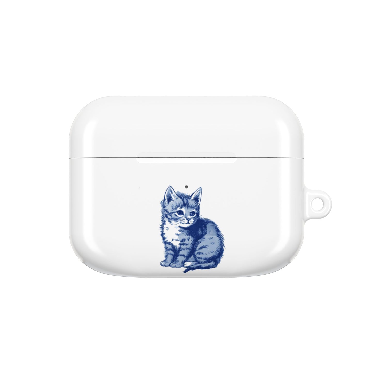 Dutch delft tile illustration of a little kitten AirPod Case Cover, Cute Pet Accessory, Trendy Tech Gift, Personalized Earbud Holder, Cat Lover Present, Feline Decor