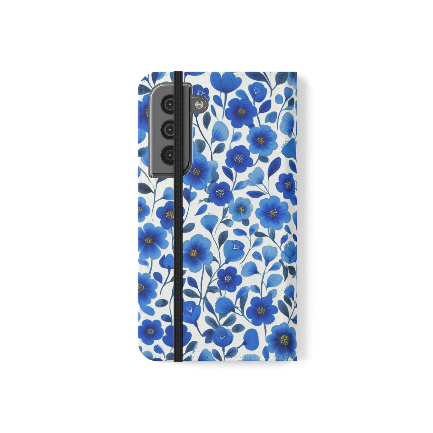 Blue Floral Pattern Flip Cases for Phones, Elegant Phone Wallet, Gift for Her, Stylish Phone Covers, Mother's Day Gift, Business Card Holder