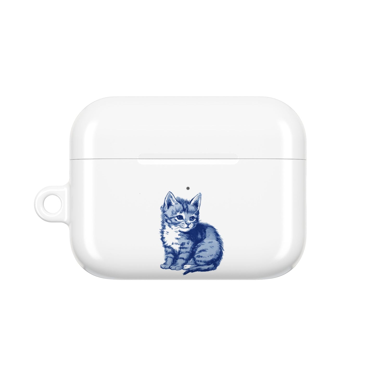 Dutch delft tile illustration of a little kitten AirPod Case Cover, Cute Pet Accessory, Trendy Tech Gift, Personalized Earbud Holder, Cat Lover Present, Feline Decor