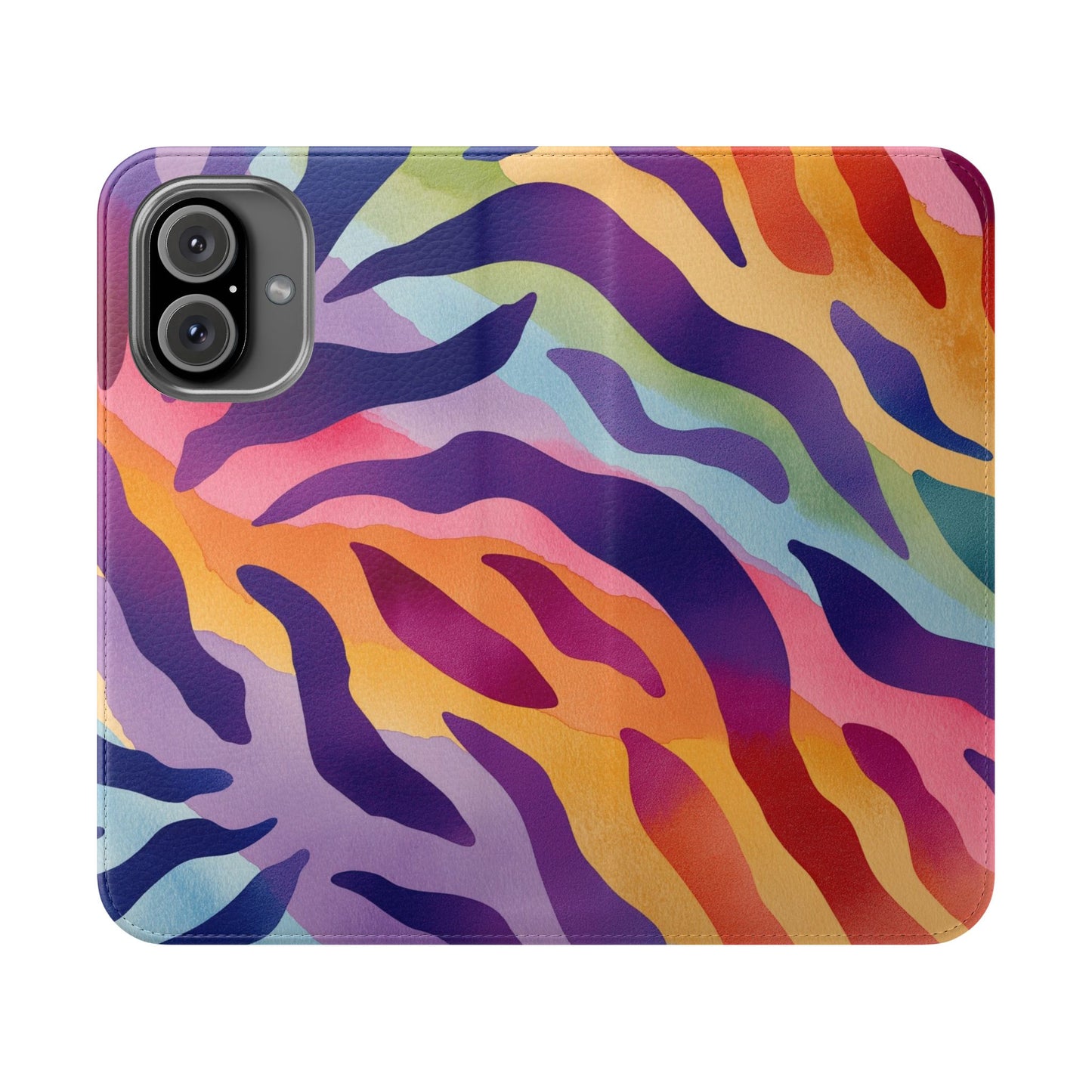 Colorful Zebra Print Phone Flip Case, Stylish Wallet Cover, Unique Mobile Accessory, Ideal Gift for Him/Her, Birthday/Anniversary Present