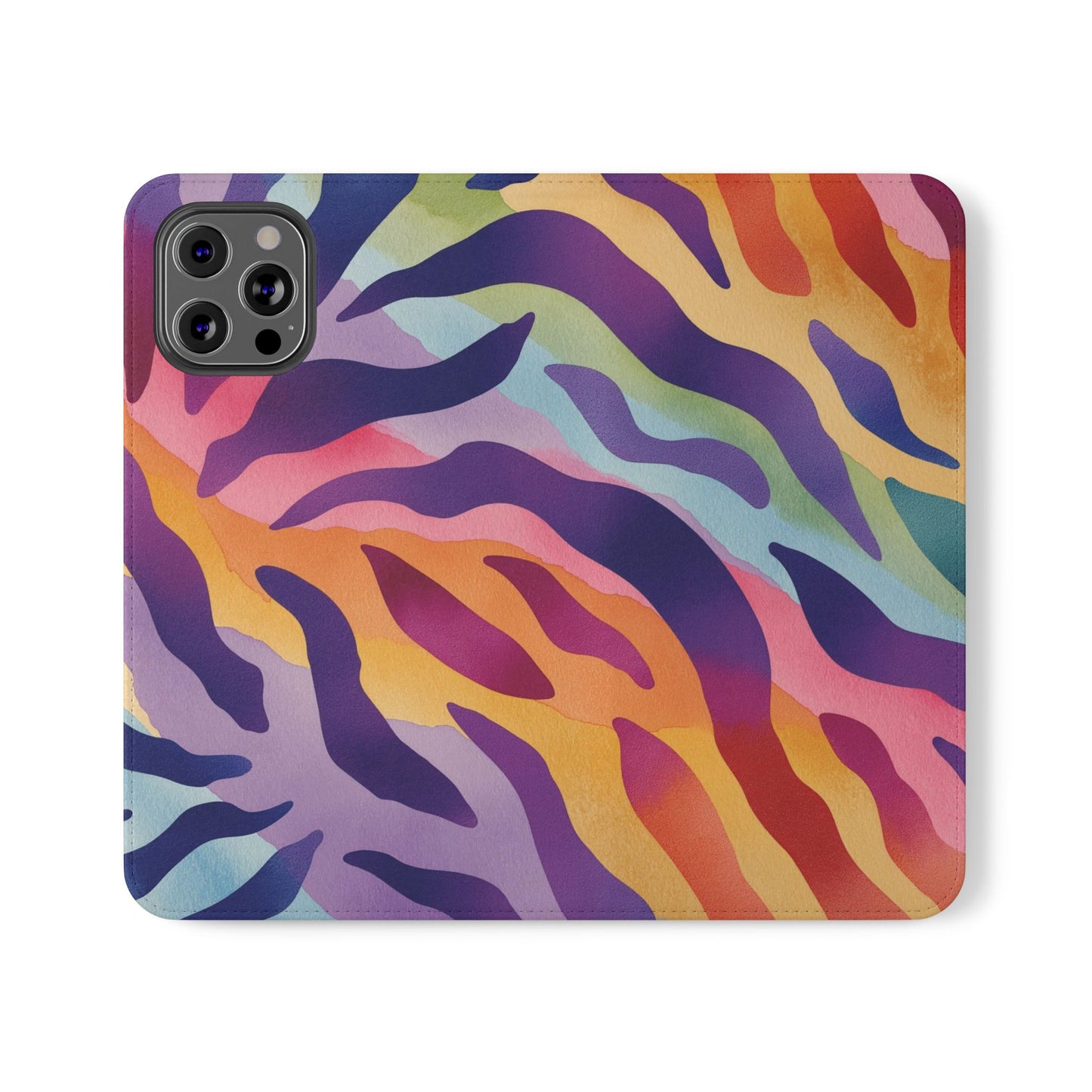 Colorful Zebra Print Phone Flip Case, Stylish Wallet Cover, Unique Mobile Accessory, Ideal Gift for Him/Her, Birthday/Anniversary Present
