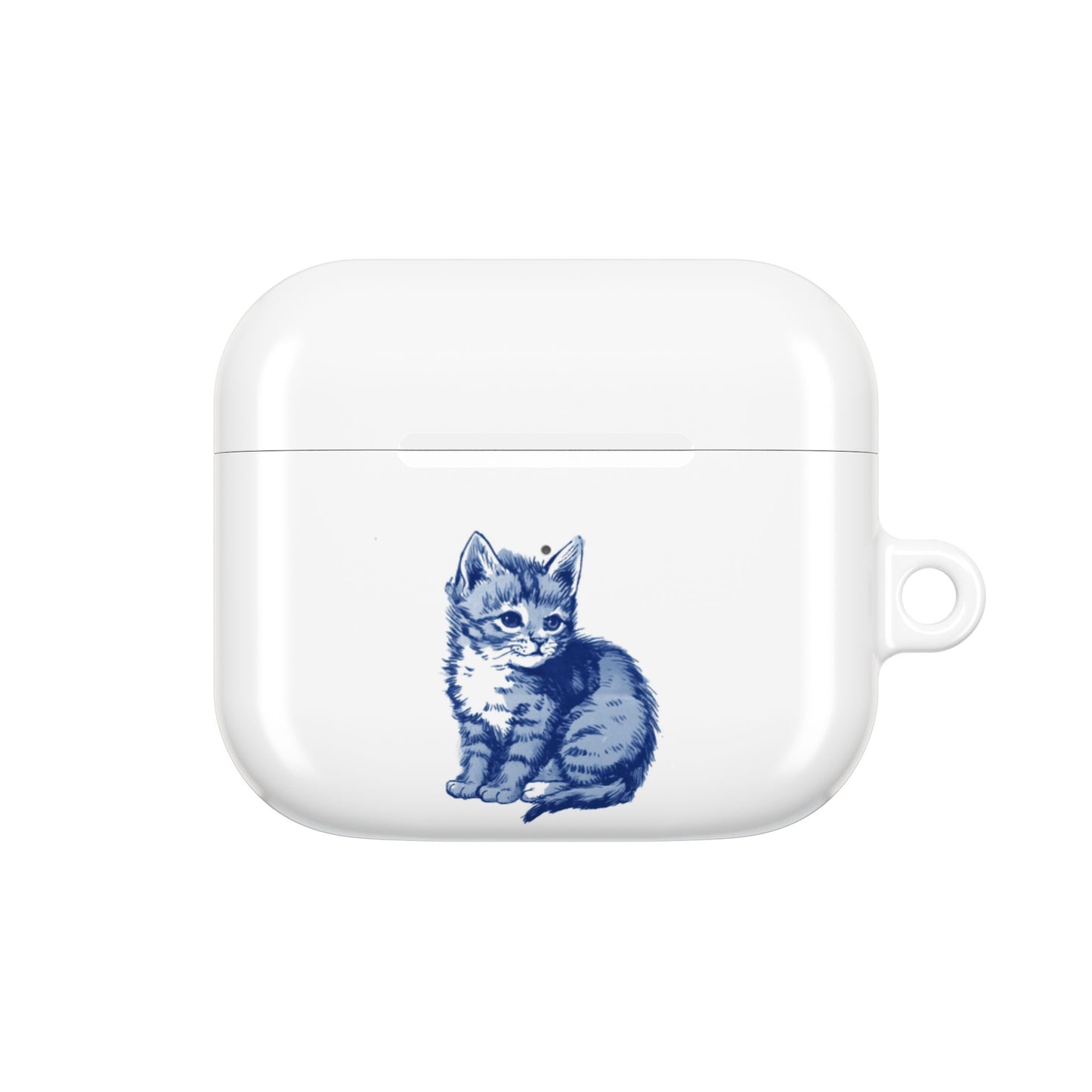 Dutch delft tile illustration of a little kitten AirPod Case Cover, Cute Pet Accessory, Trendy Tech Gift, Personalized Earbud Holder, Cat Lover Present, Feline Decor