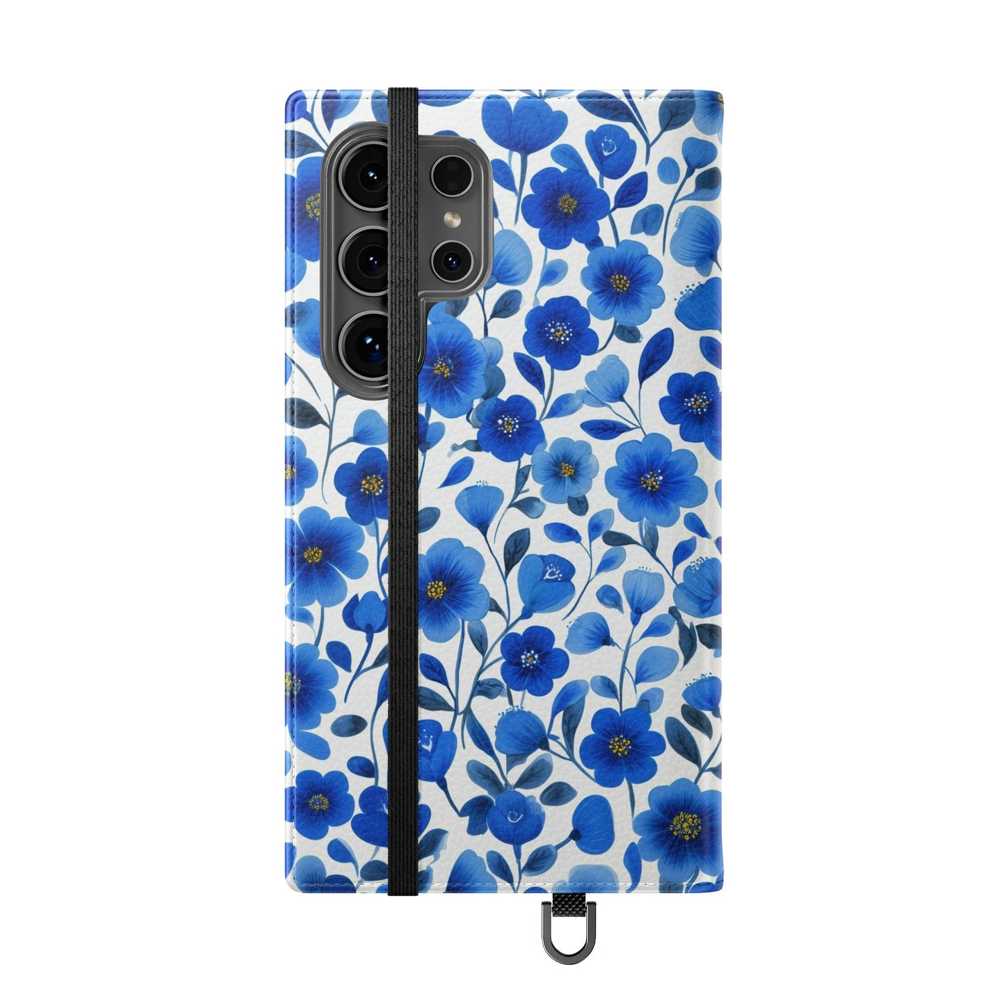Blue Floral Pattern Flip Cases for Phones, Elegant Phone Wallet, Gift for Her, Stylish Phone Covers, Mother's Day Gift, Business Card Holder