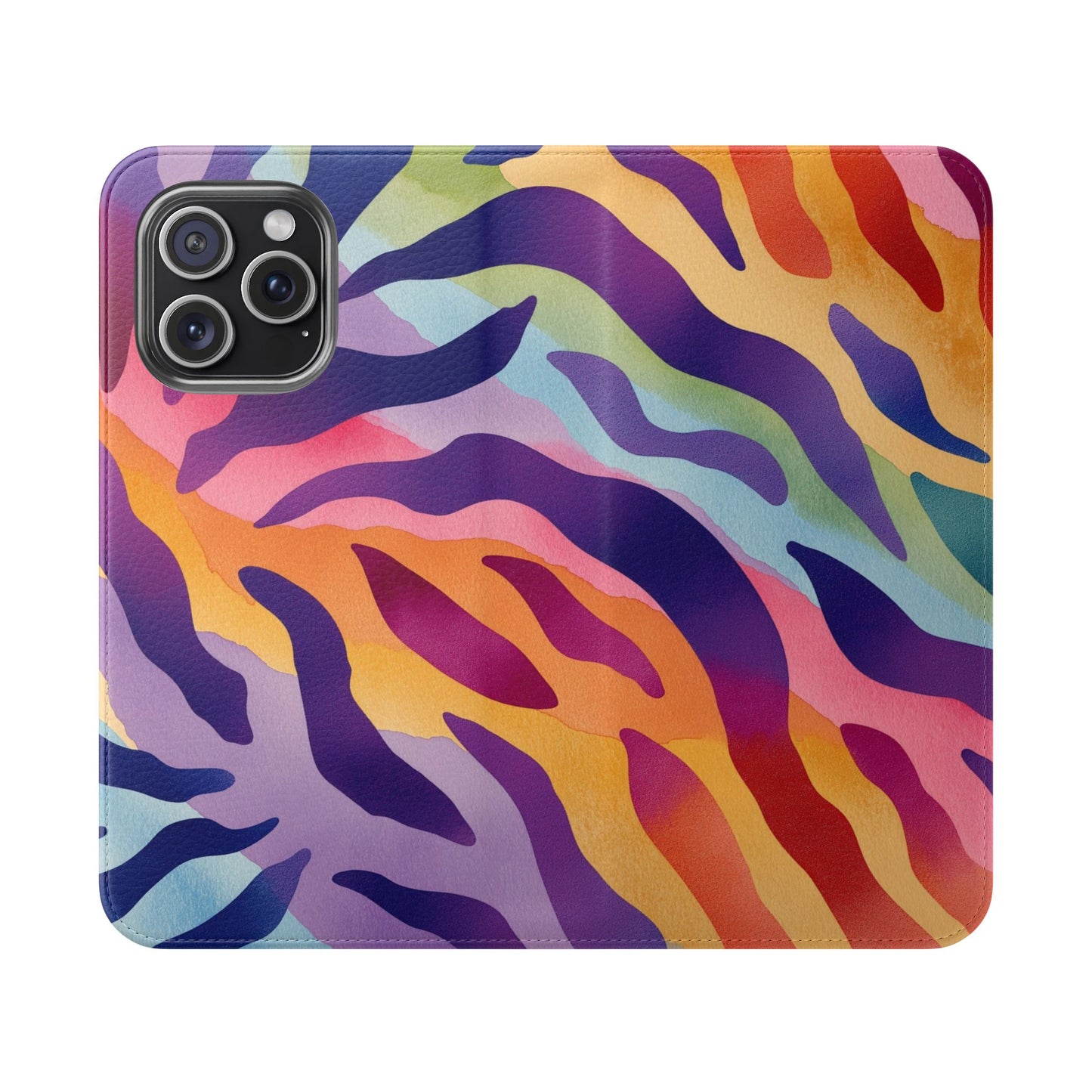 Colorful Zebra Print Phone Flip Case, Stylish Wallet Cover, Unique Mobile Accessory, Ideal Gift for Him/Her, Birthday/Anniversary Present