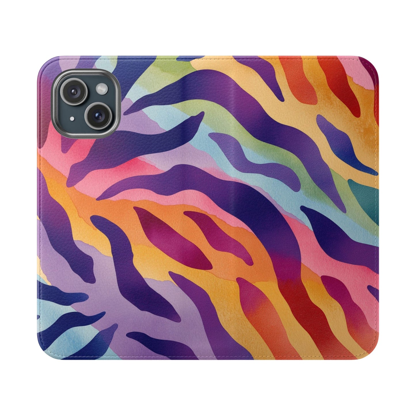 Colorful Zebra Print Phone Flip Case, Stylish Wallet Cover, Unique Mobile Accessory, Ideal Gift for Him/Her, Birthday/Anniversary Present