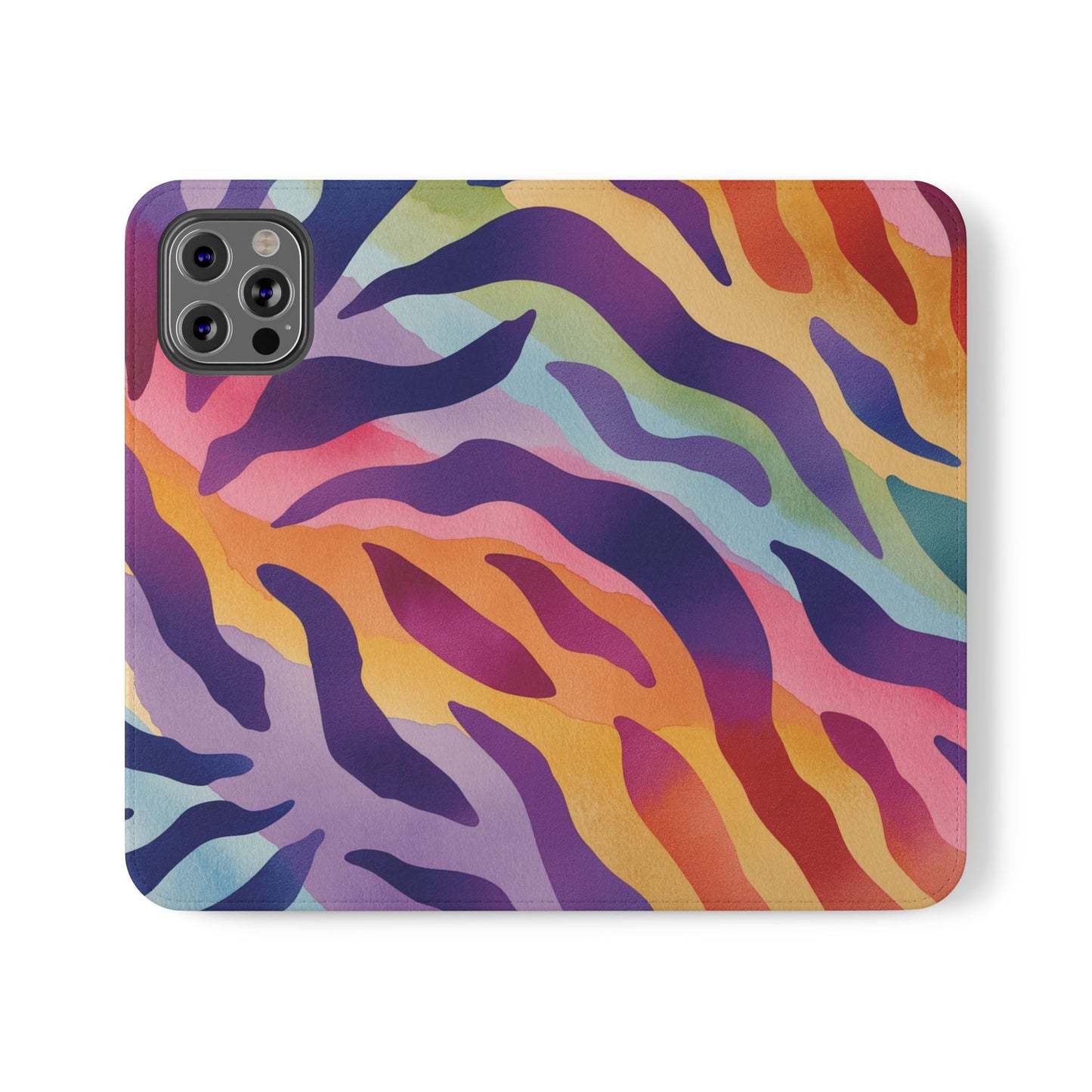 Colorful Zebra Print Phone Flip Case, Stylish Wallet Cover, Unique Mobile Accessory, Ideal Gift for Him/Her, Birthday/Anniversary Present
