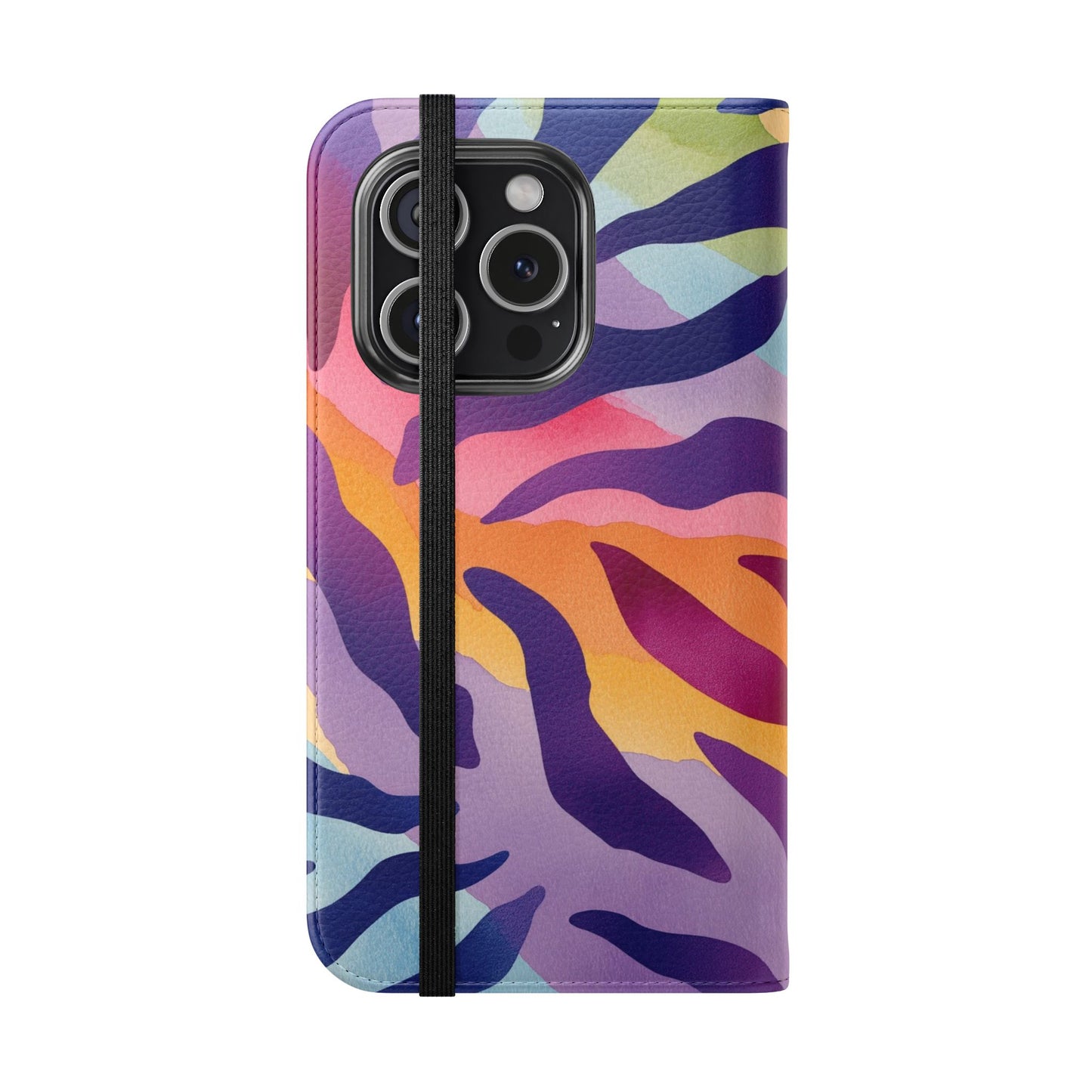 Colorful Zebra Print Phone Flip Case, Stylish Wallet Cover, Unique Mobile Accessory, Ideal Gift for Him/Her, Birthday/Anniversary Present