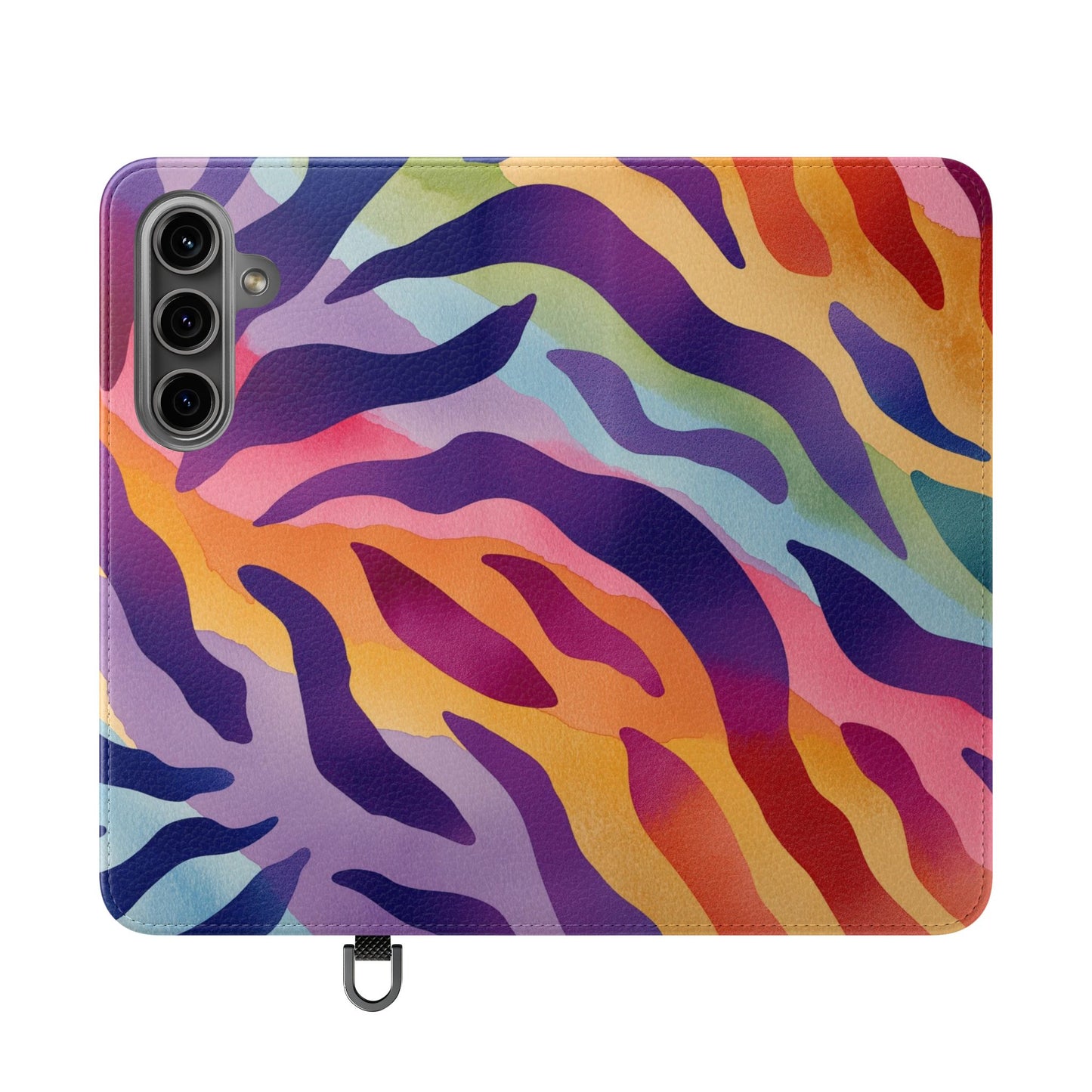 Colorful Zebra Print Phone Flip Case, Stylish Wallet Cover, Unique Mobile Accessory, Ideal Gift for Him/Her, Birthday/Anniversary Present