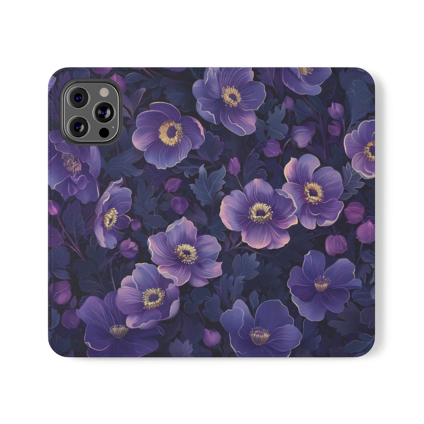 Floral Print Flip Case for Phone, Elegant Protective Cover, Stylish Wallet Case, Ideal Gift for Her, Trendy Cell Phone Accessory
