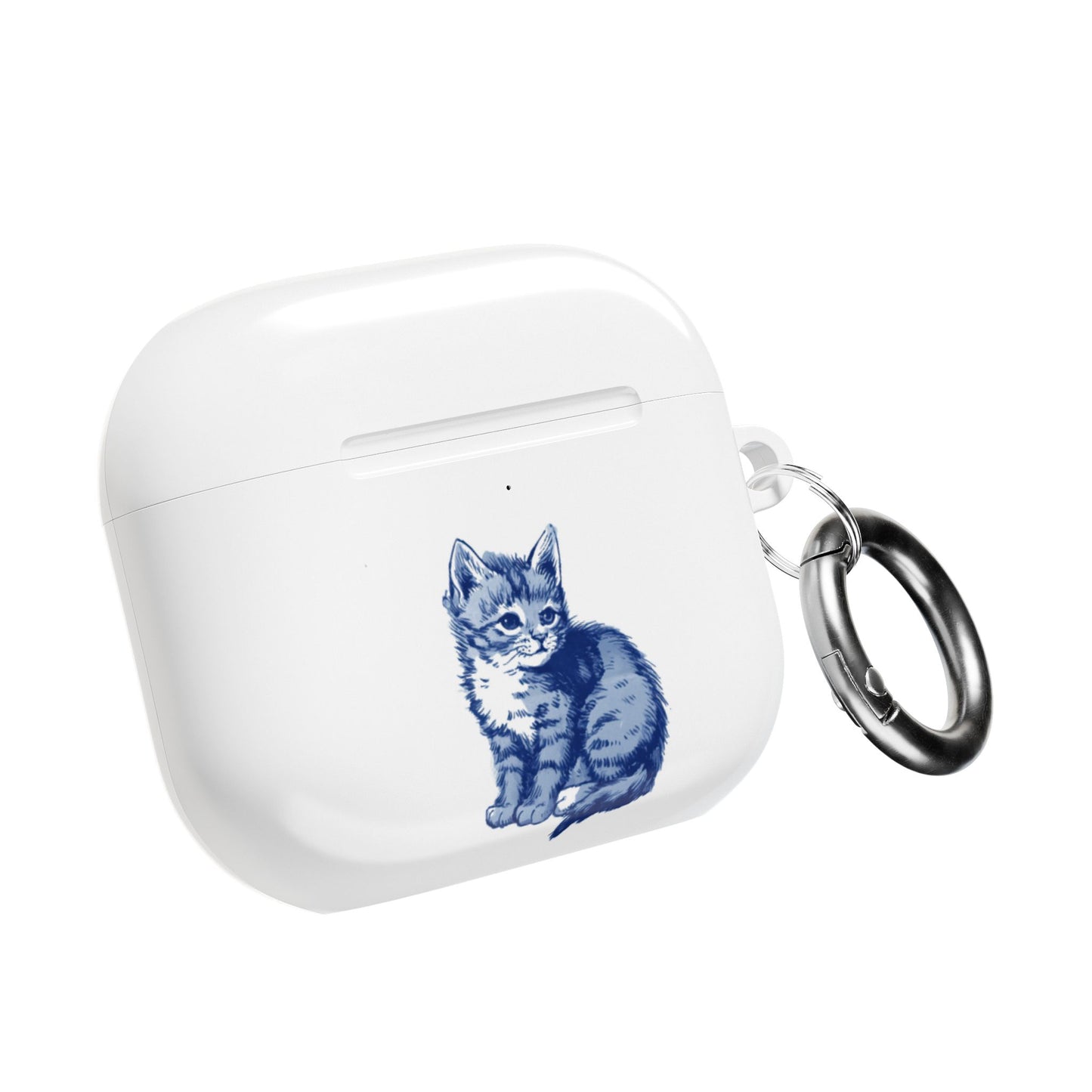 Dutch delft tile illustration of a little kitten AirPod Case Cover, Cute Pet Accessory, Trendy Tech Gift, Personalized Earbud Holder, Cat Lover Present, Feline Decor