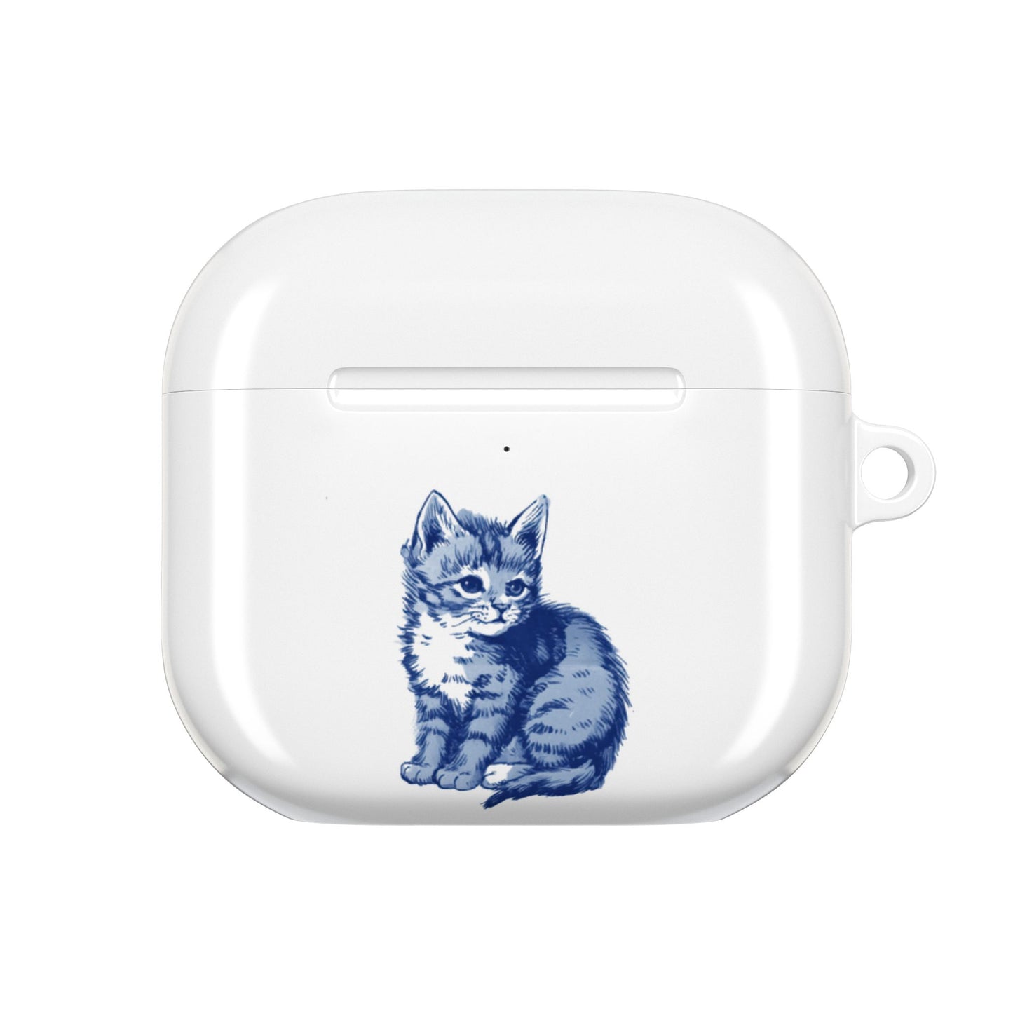 Dutch delft tile illustration of a little kitten AirPod Case Cover, Cute Pet Accessory, Trendy Tech Gift, Personalized Earbud Holder, Cat Lover Present, Feline Decor