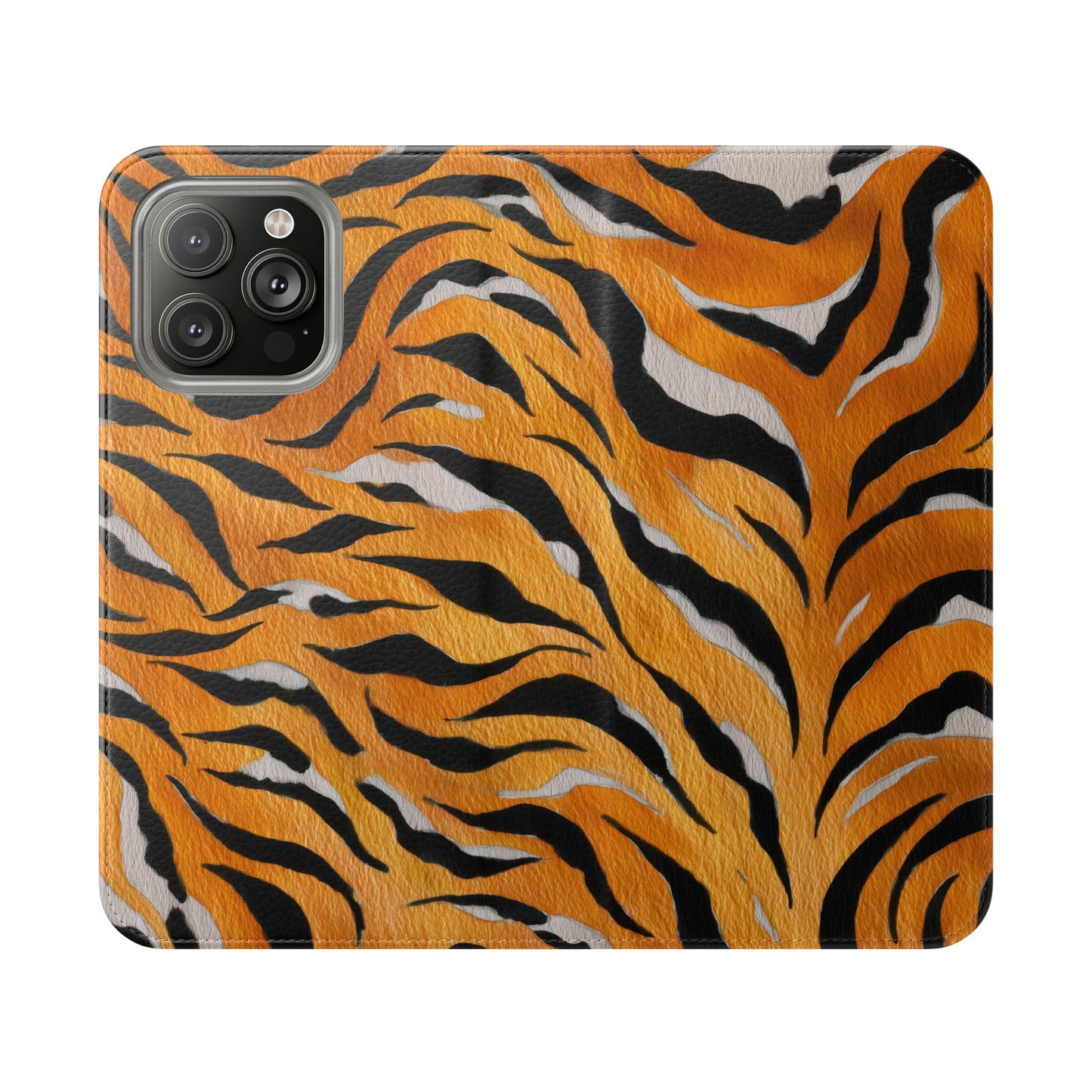 Tiger Print Flip Case, Personalized Phone Case, Stylish Wallet Case, Animal Print Cover, Gift for Wildlife Lovers