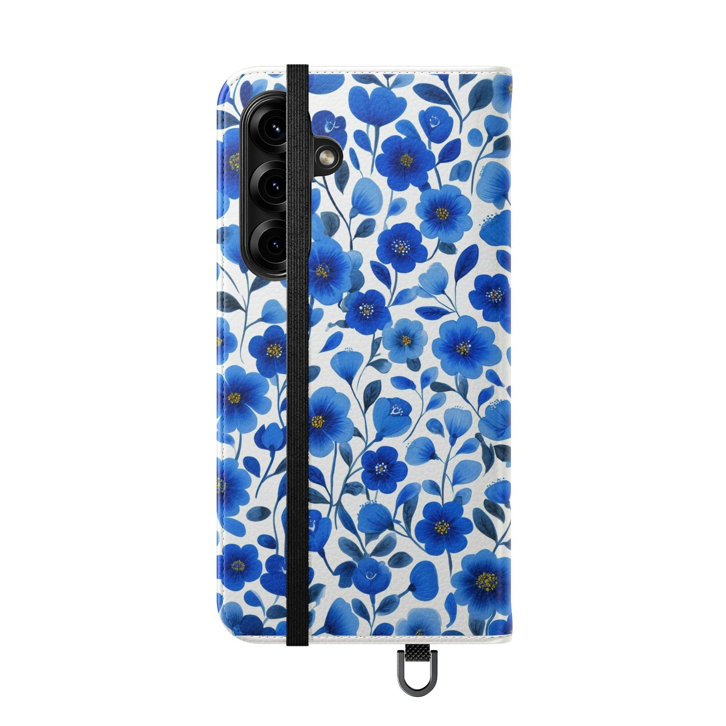 Blue Floral Pattern Flip Cases for Phones, Elegant Phone Wallet, Gift for Her, Stylish Phone Covers, Mother's Day Gift, Business Card Holder