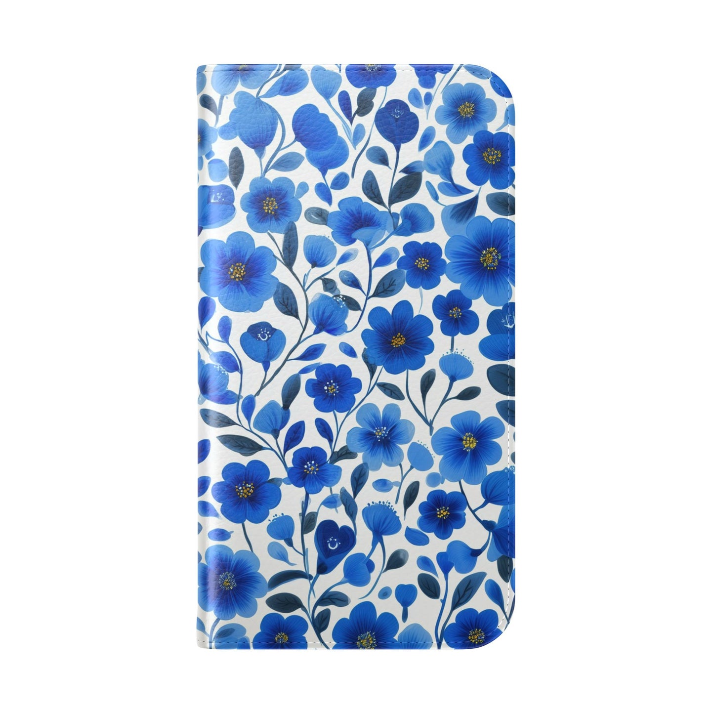 Blue Floral Pattern Flip Cases for Phones, Elegant Phone Wallet, Gift for Her, Stylish Phone Covers, Mother's Day Gift, Business Card Holder