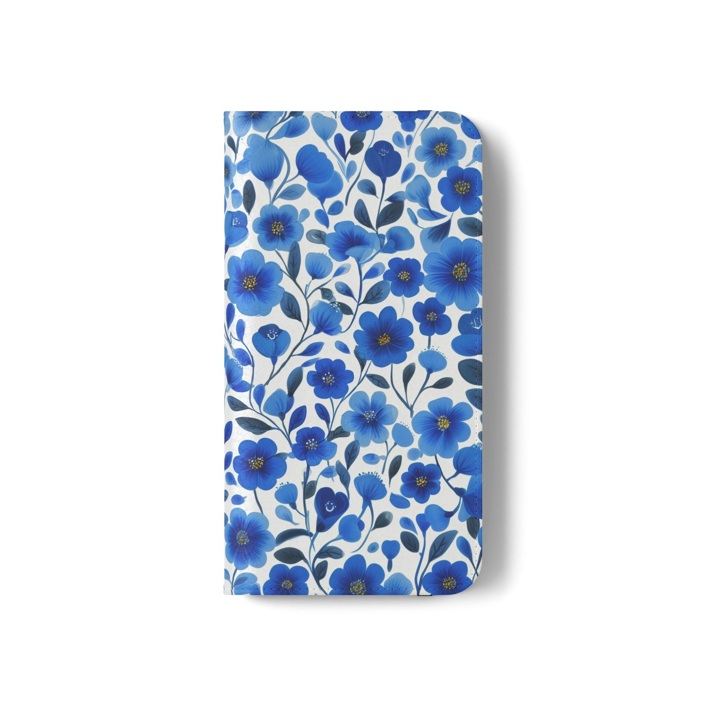 Blue Floral Pattern Flip Cases for Phones, Elegant Phone Wallet, Gift for Her, Stylish Phone Covers, Mother's Day Gift, Business Card Holder
