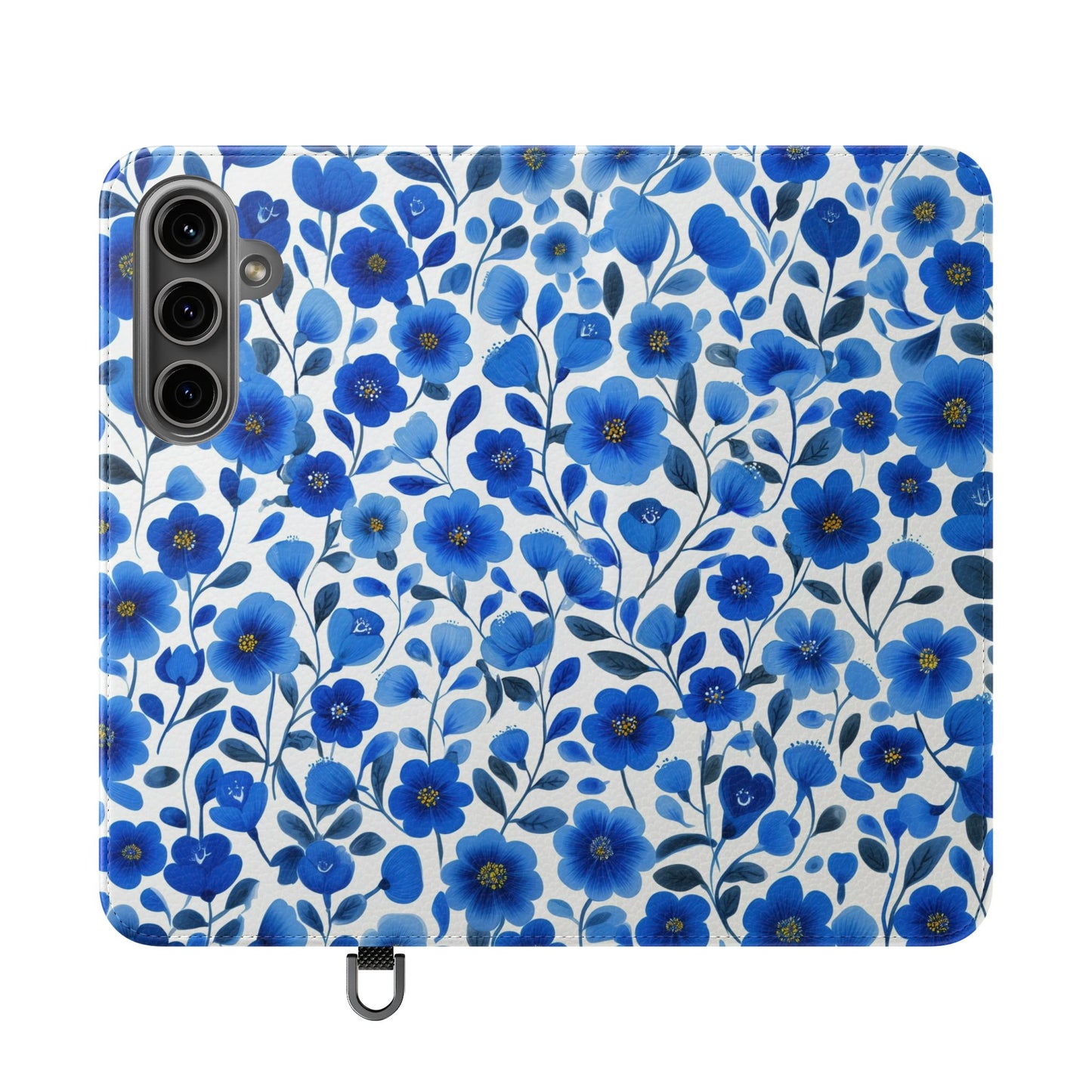 Blue Floral Pattern Flip Cases for Phones, Elegant Phone Wallet, Gift for Her, Stylish Phone Covers, Mother's Day Gift, Business Card Holder
