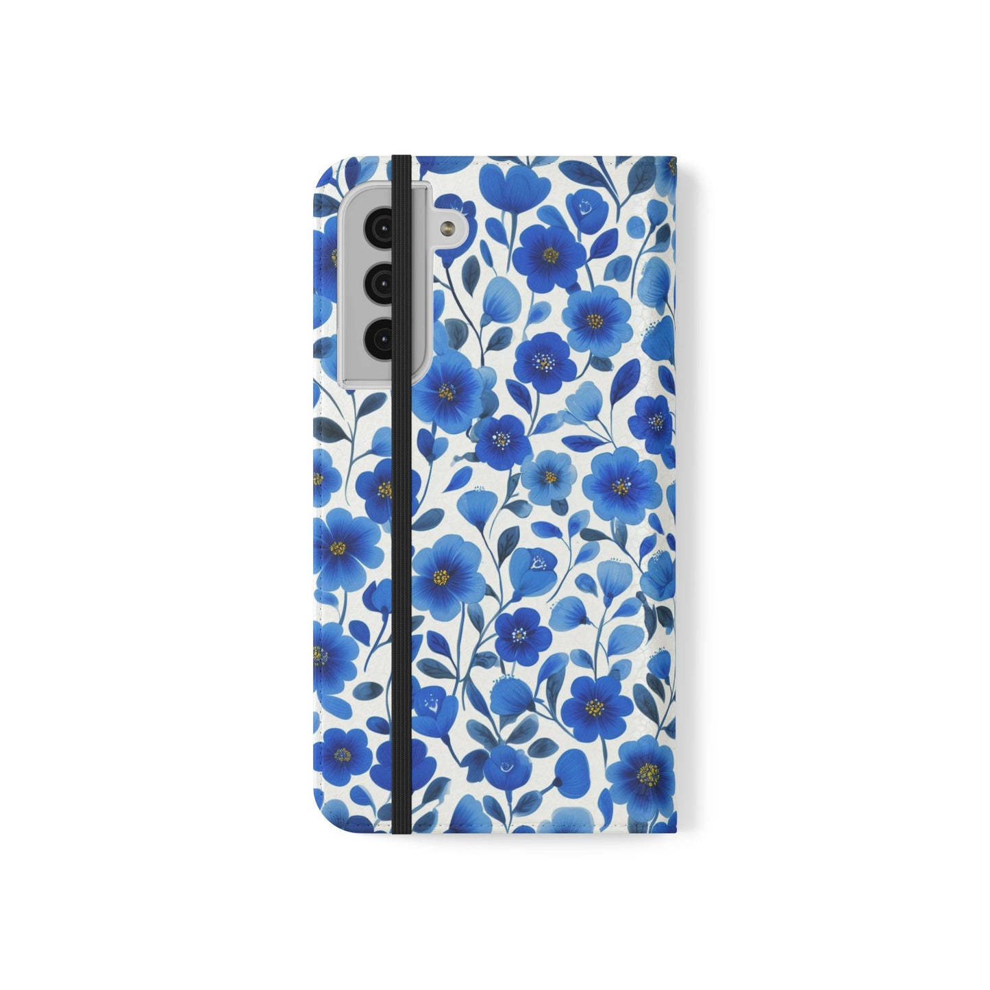 Blue Floral Pattern Flip Cases for Phones, Elegant Phone Wallet, Gift for Her, Stylish Phone Covers, Mother's Day Gift, Business Card Holder