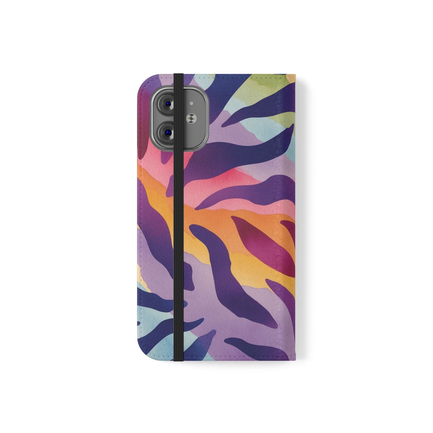 Colorful Zebra Print Phone Flip Case, Stylish Wallet Cover, Unique Mobile Accessory, Ideal Gift for Him/Her, Birthday/Anniversary Present