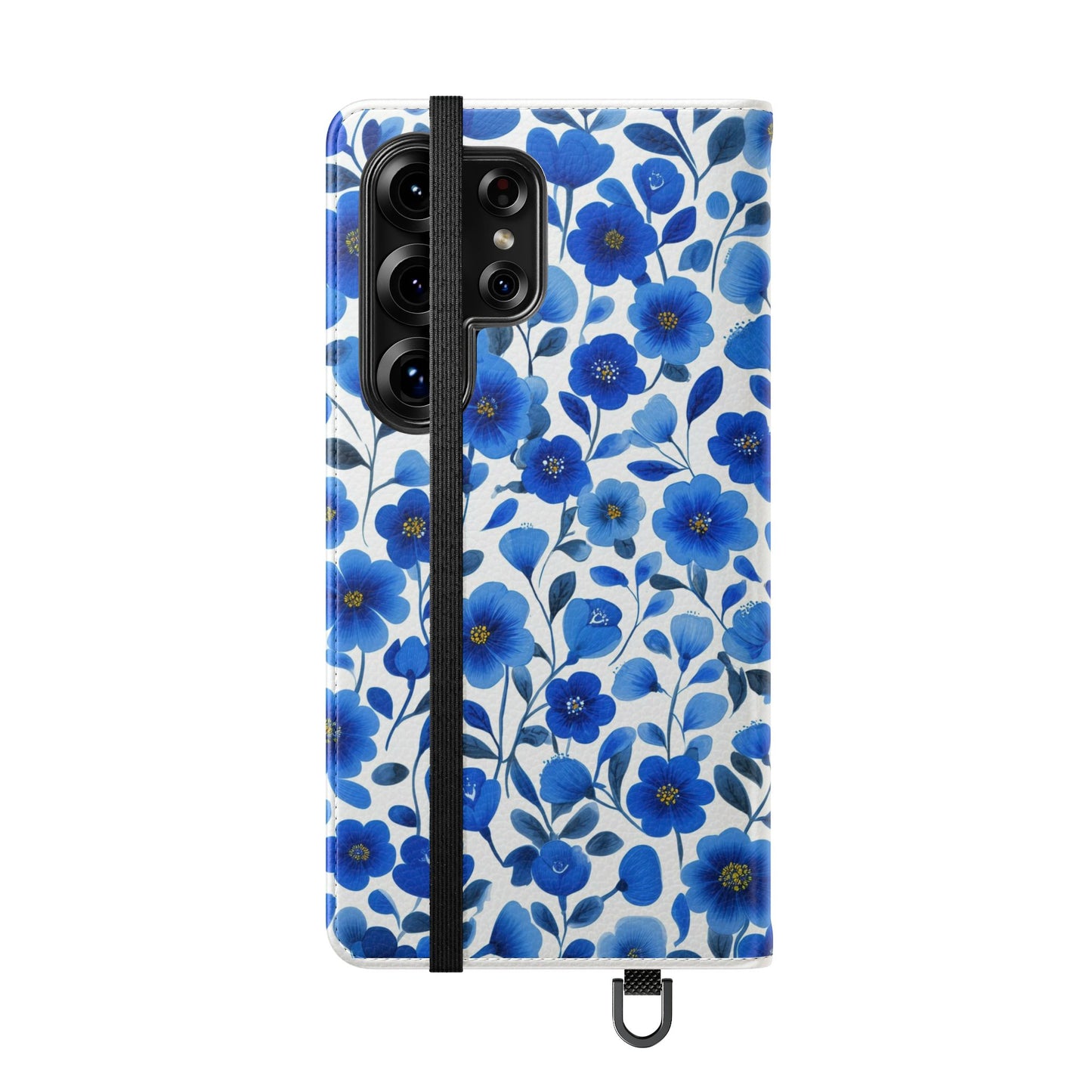 Blue Floral Pattern Flip Cases for Phones, Elegant Phone Wallet, Gift for Her, Stylish Phone Covers, Mother's Day Gift, Business Card Holder