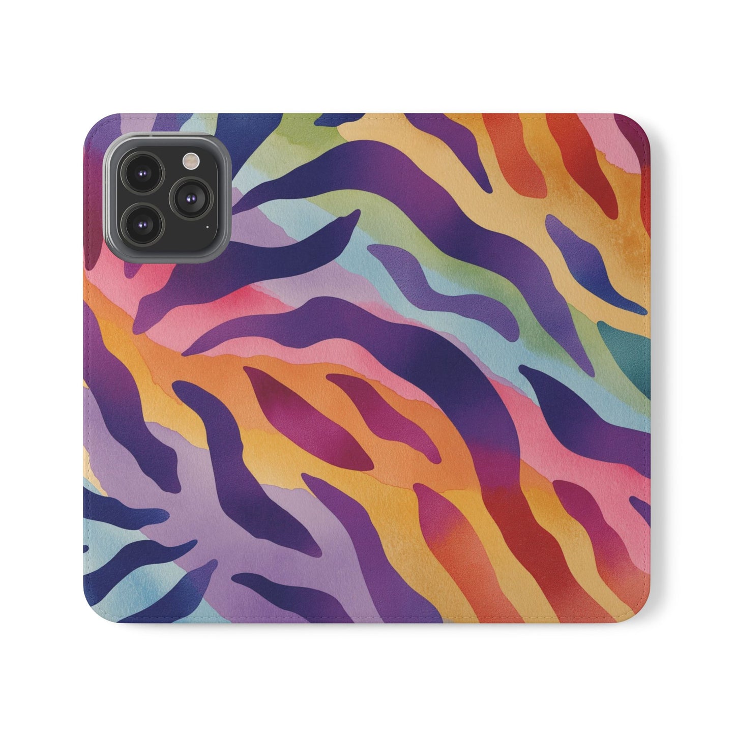 Colorful Zebra Print Phone Flip Case, Stylish Wallet Cover, Unique Mobile Accessory, Ideal Gift for Him/Her, Birthday/Anniversary Present