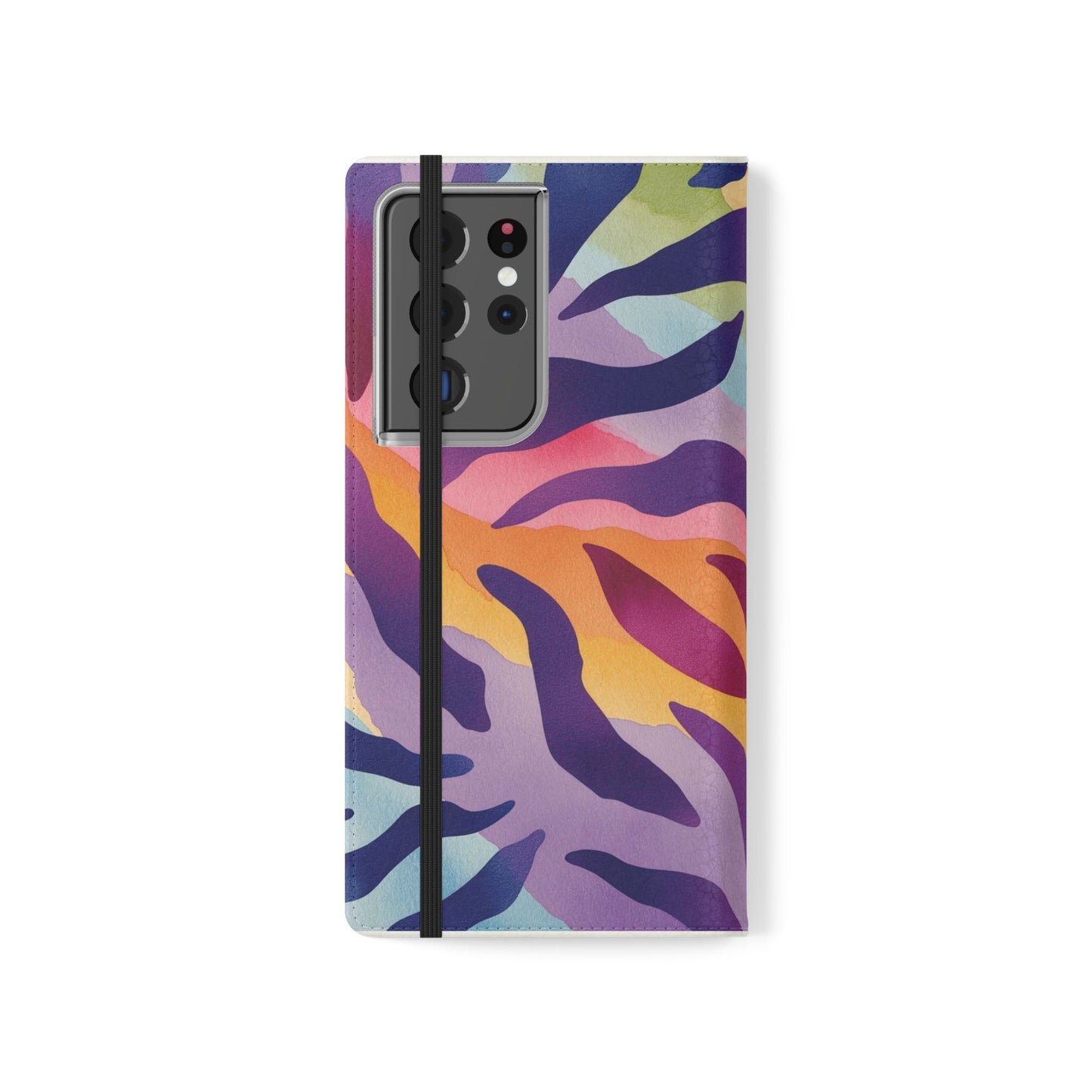Colorful Zebra Print Phone Flip Case, Stylish Wallet Cover, Unique Mobile Accessory, Ideal Gift for Him/Her, Birthday/Anniversary Present