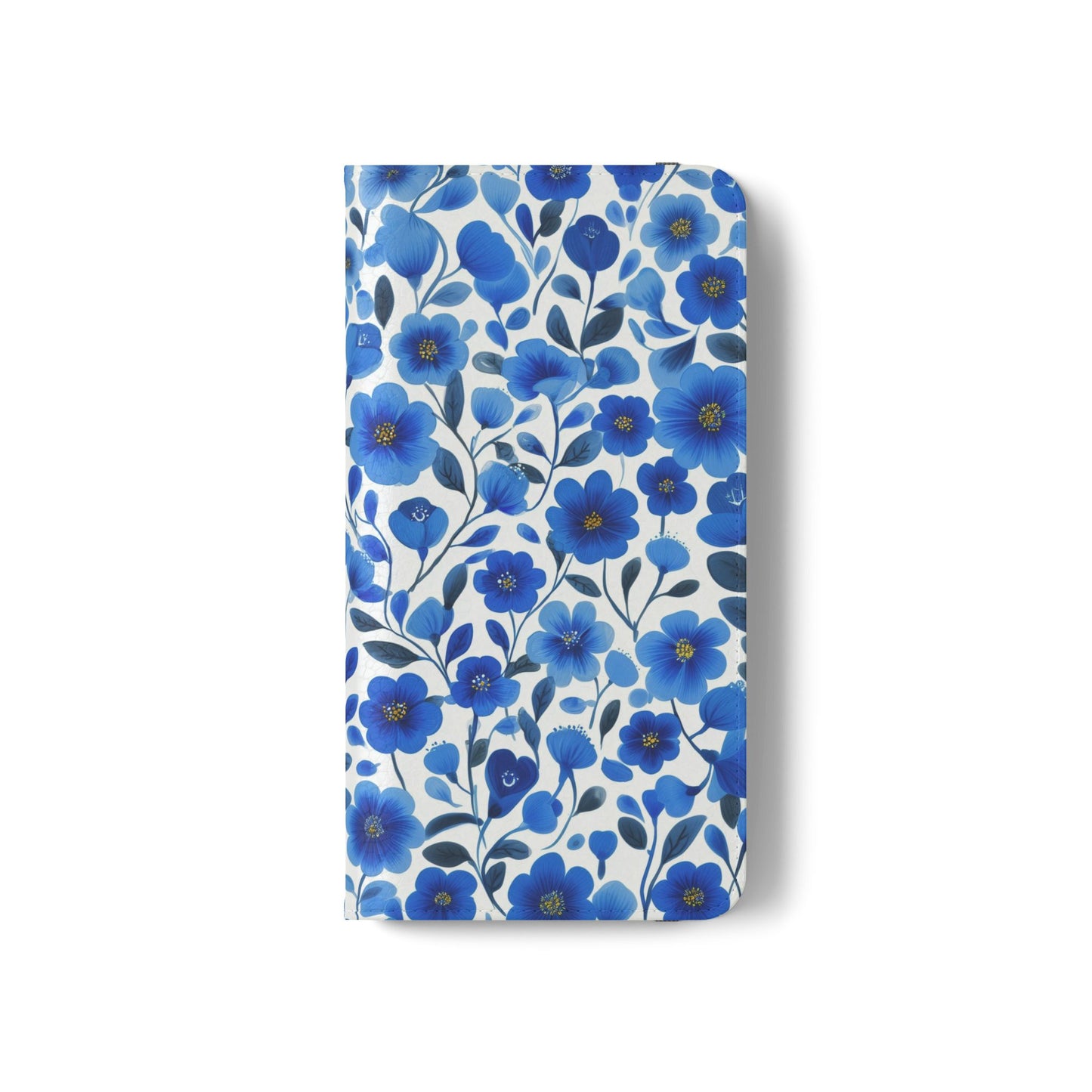 Blue Floral Pattern Flip Cases for Phones, Elegant Phone Wallet, Gift for Her, Stylish Phone Covers, Mother's Day Gift, Business Card Holder