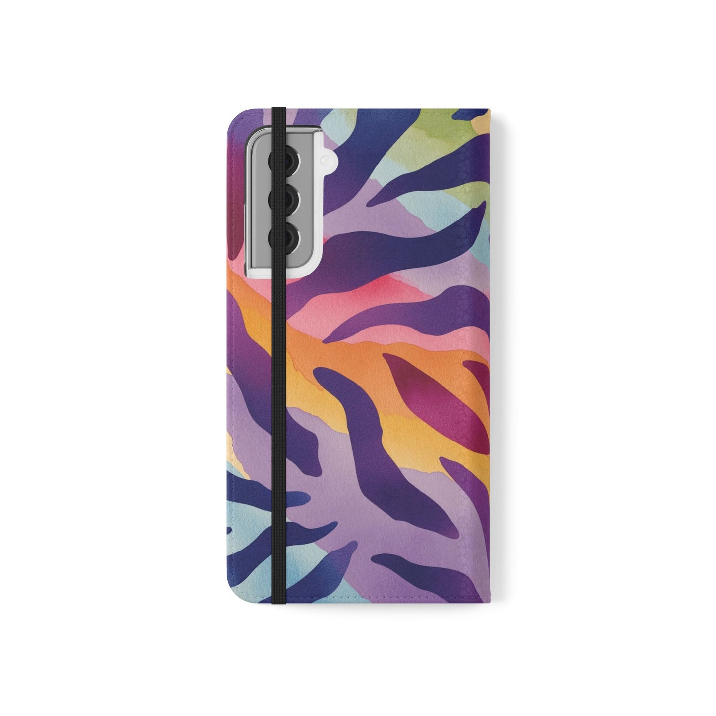 Colorful Zebra Print Phone Flip Case, Stylish Wallet Cover, Unique Mobile Accessory, Ideal Gift for Him/Her, Birthday/Anniversary Present