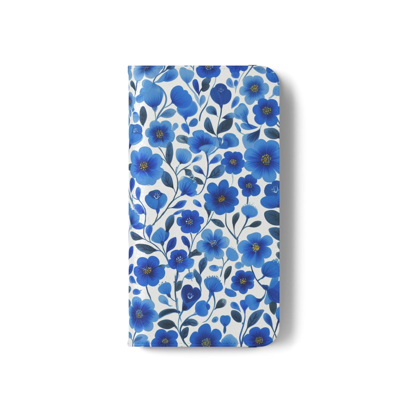 Blue Floral Pattern Flip Cases for Phones, Elegant Phone Wallet, Gift for Her, Stylish Phone Covers, Mother's Day Gift, Business Card Holder