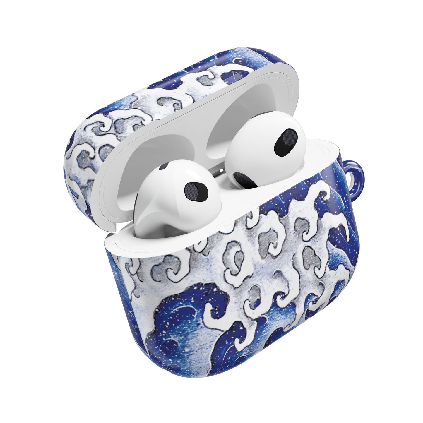 Stylish AirPod Cases with Masculine Wave by Hokusai Design, Trendy Tech Accessories for Gift, Personal Use, Holidays, Beach Lovers, Music Enthusiasts
