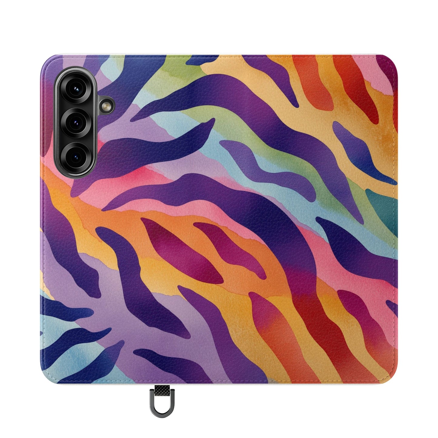 Colorful Zebra Print Phone Flip Case, Stylish Wallet Cover, Unique Mobile Accessory, Ideal Gift for Him/Her, Birthday/Anniversary Present