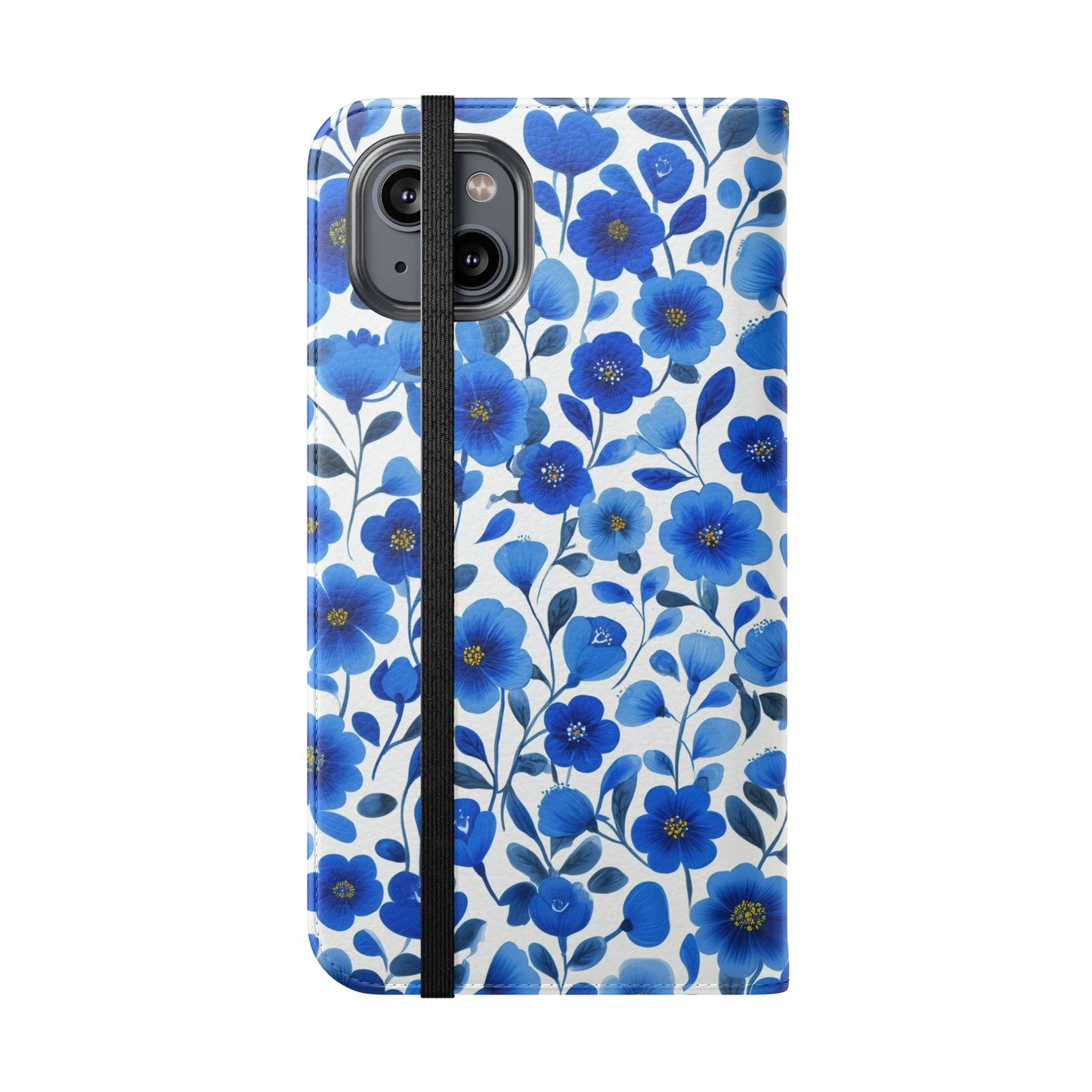 Blue Floral Pattern Flip Cases for Phones, Elegant Phone Wallet, Gift for Her, Stylish Phone Covers, Mother's Day Gift, Business Card Holder