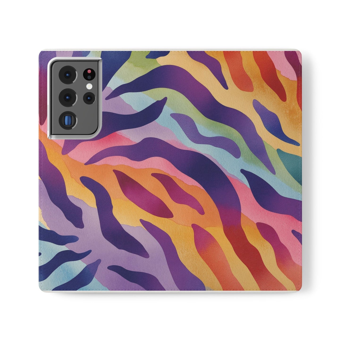 Colorful Zebra Print Phone Flip Case, Stylish Wallet Cover, Unique Mobile Accessory, Ideal Gift for Him/Her, Birthday/Anniversary Present