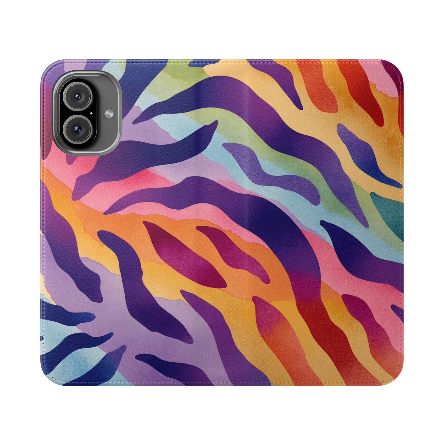 Colorful Zebra Print Phone Flip Case, Stylish Wallet Cover, Unique Mobile Accessory, Ideal Gift for Him/Her, Birthday/Anniversary Present