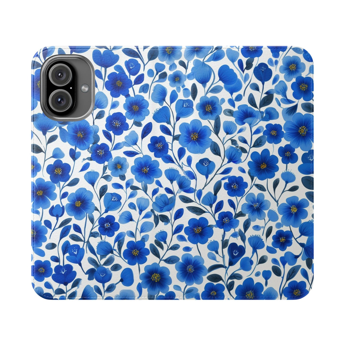 Blue Floral Pattern Flip Cases for Phones, Elegant Phone Wallet, Gift for Her, Stylish Phone Covers, Mother's Day Gift, Business Card Holder
