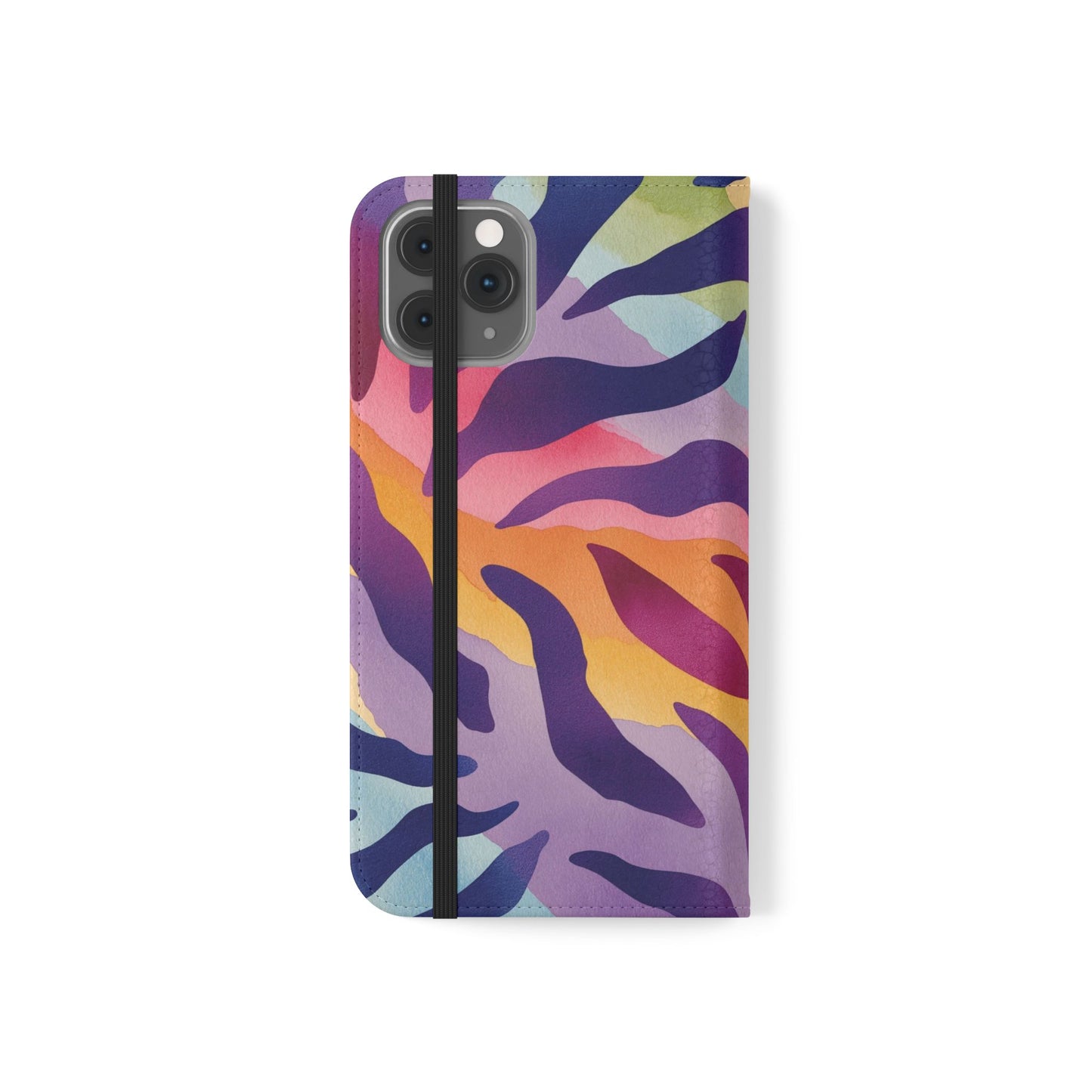 Colorful Zebra Print Phone Flip Case, Stylish Wallet Cover, Unique Mobile Accessory, Ideal Gift for Him/Her, Birthday/Anniversary Present
