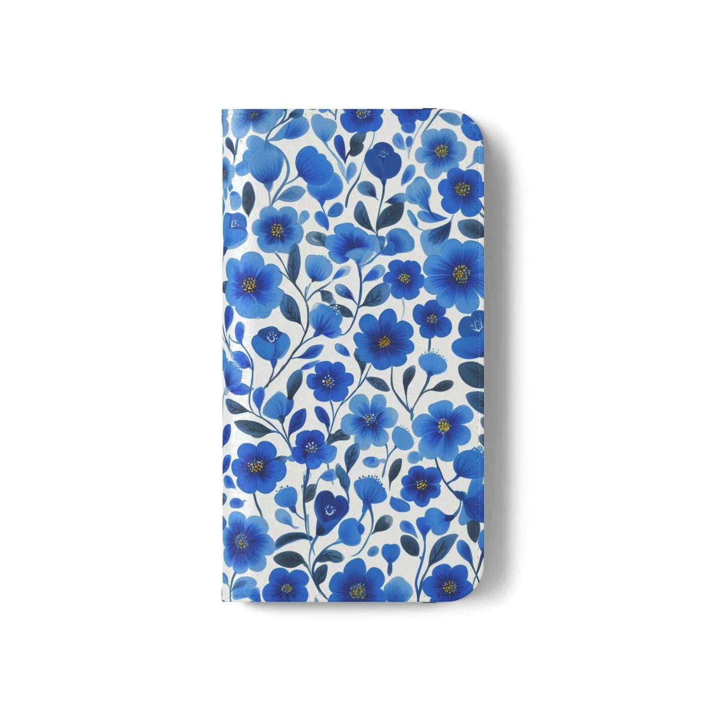 Blue Floral Pattern Flip Cases for Phones, Elegant Phone Wallet, Gift for Her, Stylish Phone Covers, Mother's Day Gift, Business Card Holder