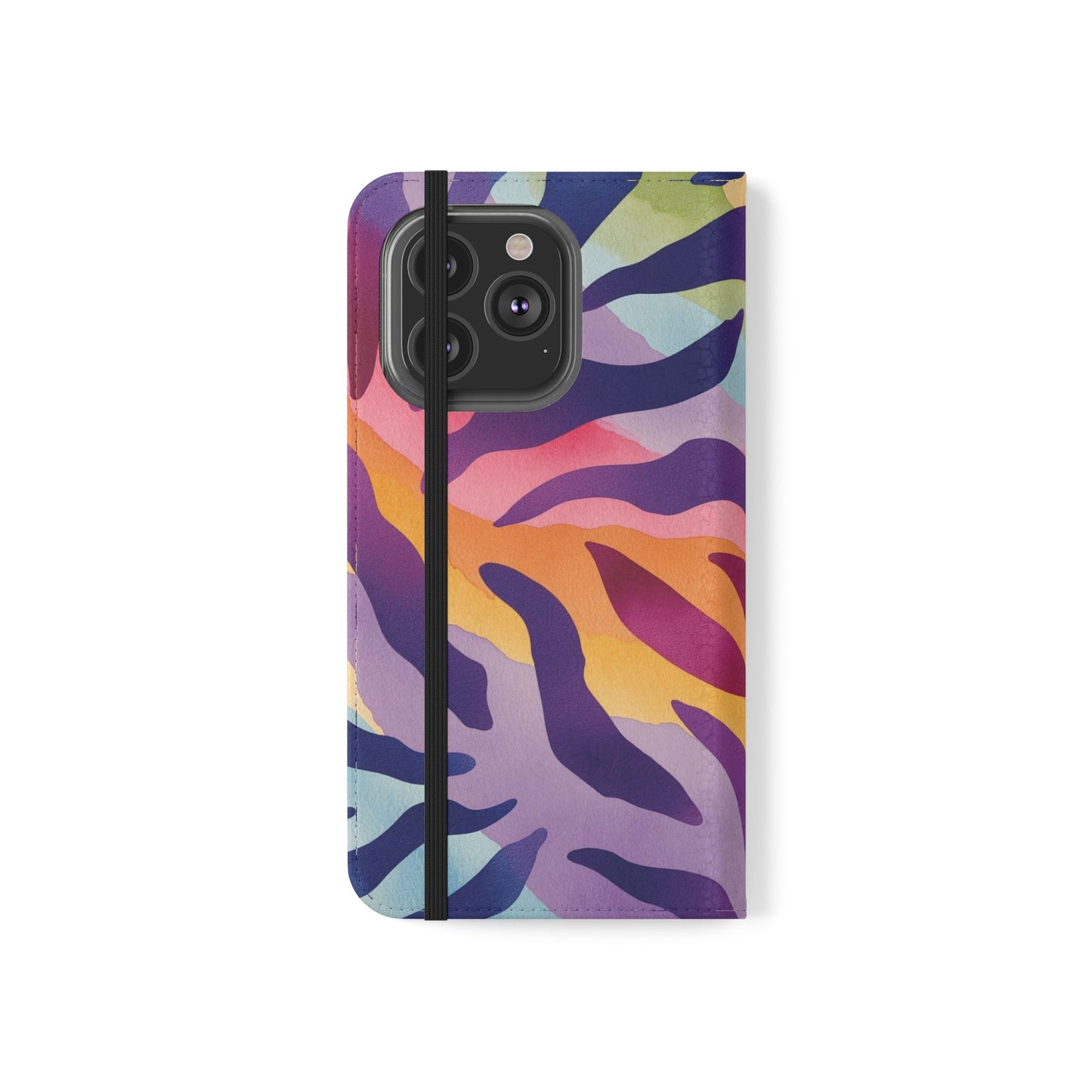 Colorful Zebra Print Phone Flip Case, Stylish Wallet Cover, Unique Mobile Accessory, Ideal Gift for Him/Her, Birthday/Anniversary Present