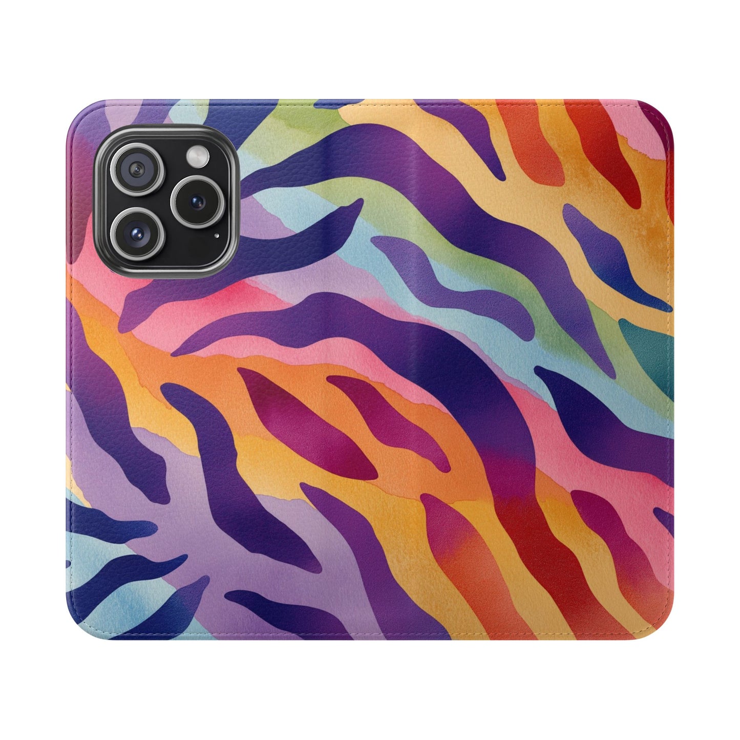 Colorful Zebra Print Phone Flip Case, Stylish Wallet Cover, Unique Mobile Accessory, Ideal Gift for Him/Her, Birthday/Anniversary Present