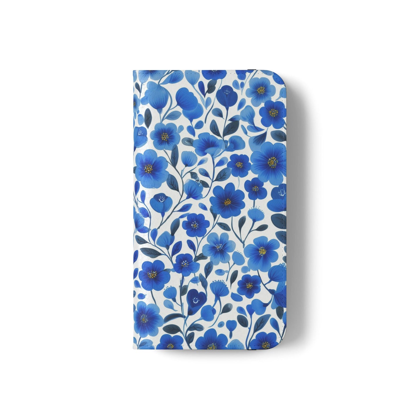 Blue Floral Pattern Flip Cases for Phones, Elegant Phone Wallet, Gift for Her, Stylish Phone Covers, Mother's Day Gift, Business Card Holder