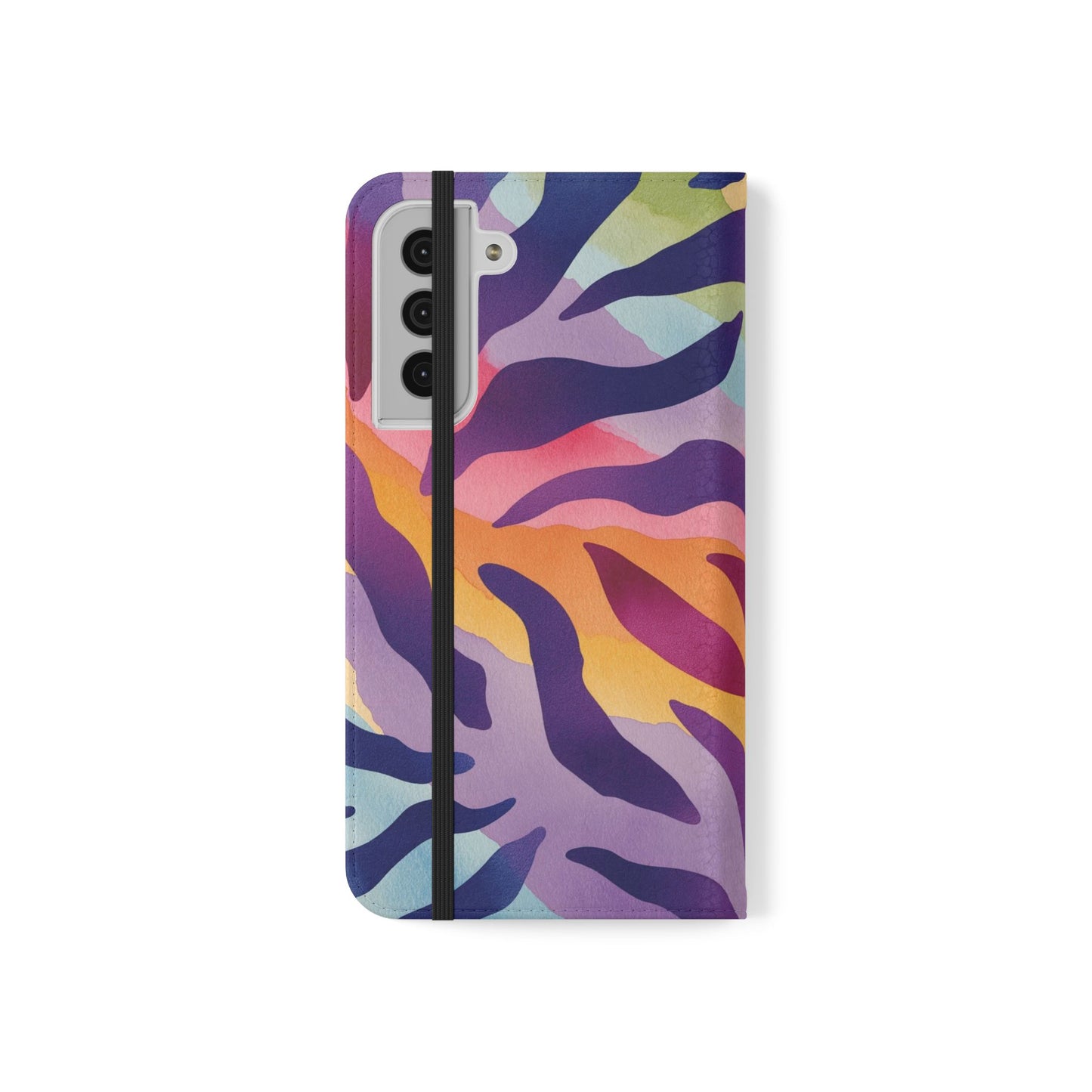 Colorful Zebra Print Phone Flip Case, Stylish Wallet Cover, Unique Mobile Accessory, Ideal Gift for Him/Her, Birthday/Anniversary Present