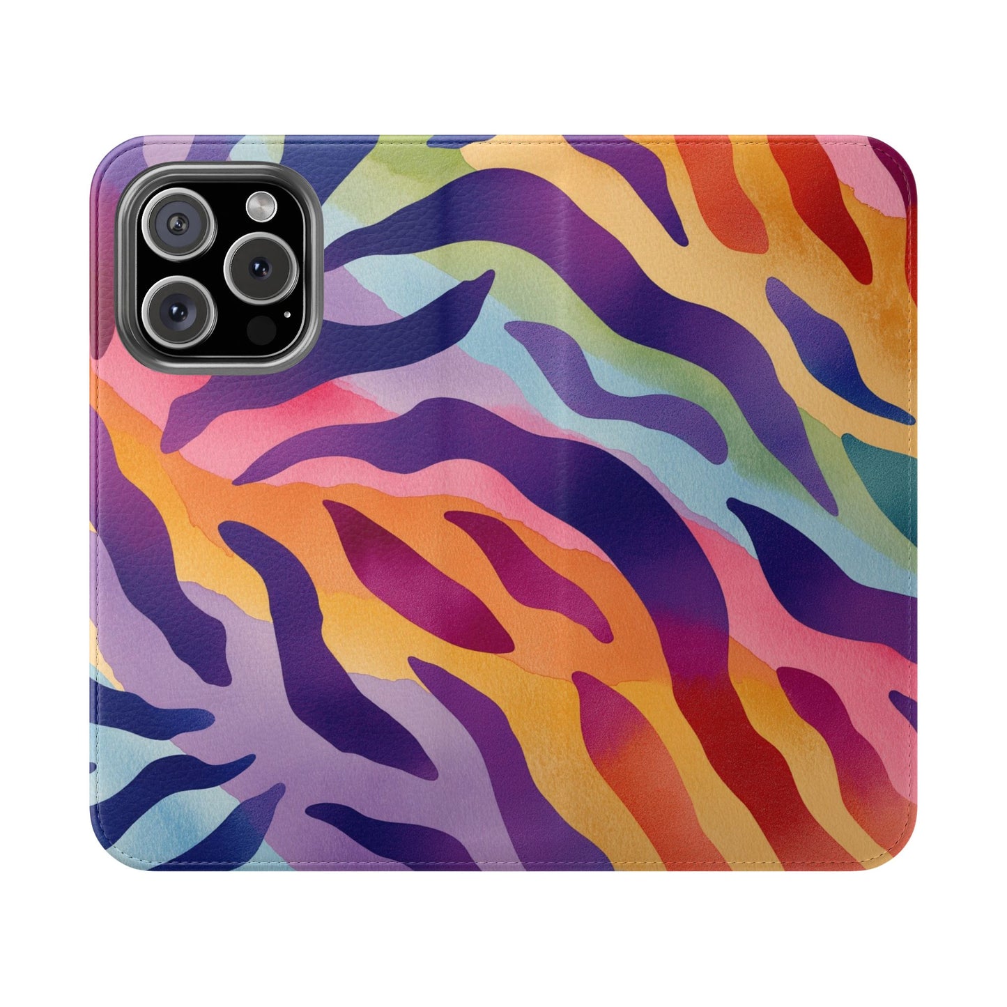 Colorful Zebra Print Phone Flip Case, Stylish Wallet Cover, Unique Mobile Accessory, Ideal Gift for Him/Her, Birthday/Anniversary Present
