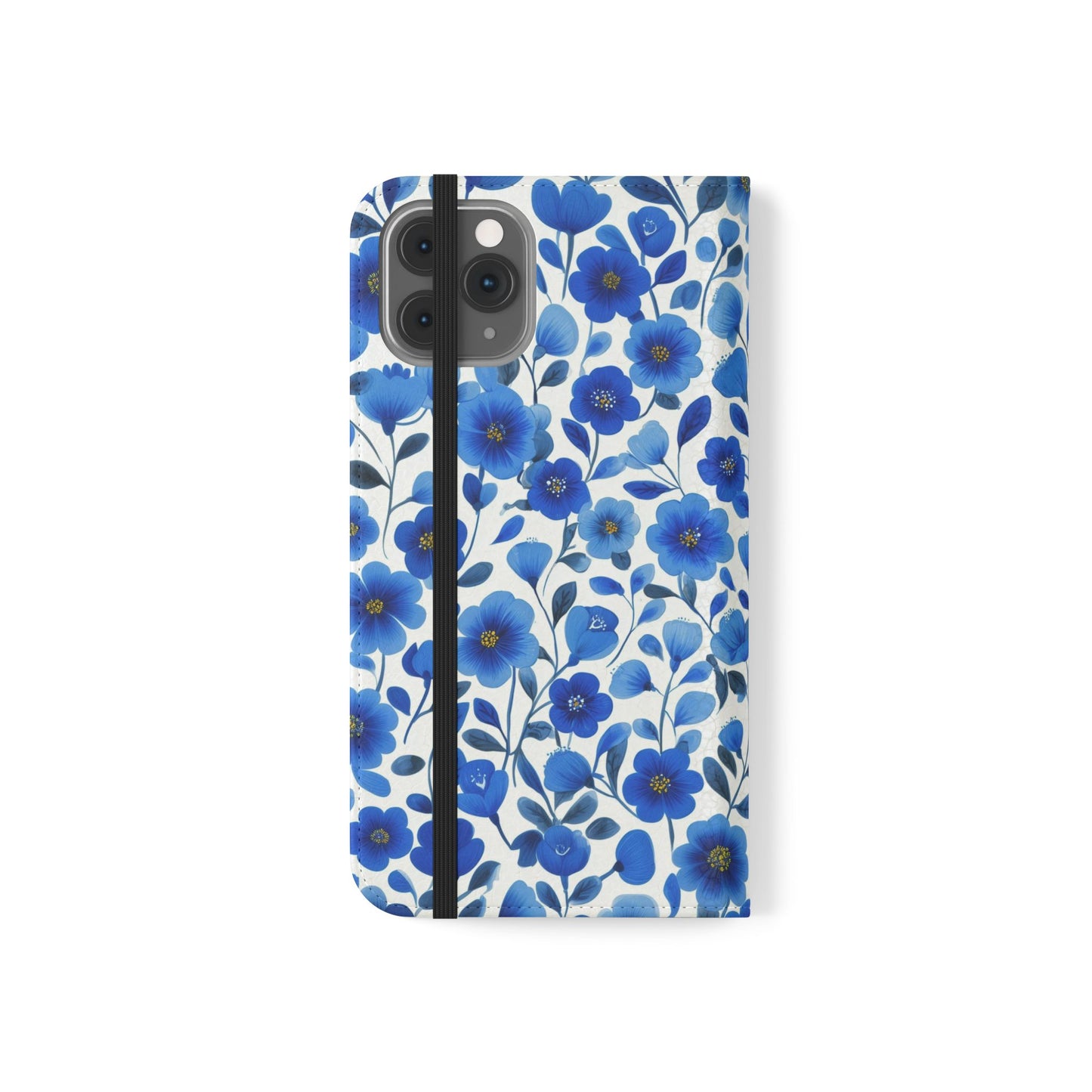 Blue Floral Pattern Flip Cases for Phones, Elegant Phone Wallet, Gift for Her, Stylish Phone Covers, Mother's Day Gift, Business Card Holder