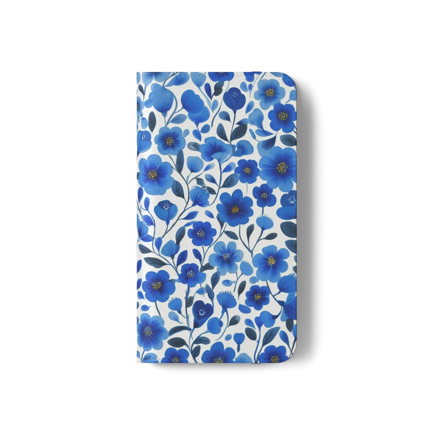 Blue Floral Pattern Flip Cases for Phones, Elegant Phone Wallet, Gift for Her, Stylish Phone Covers, Mother's Day Gift, Business Card Holder