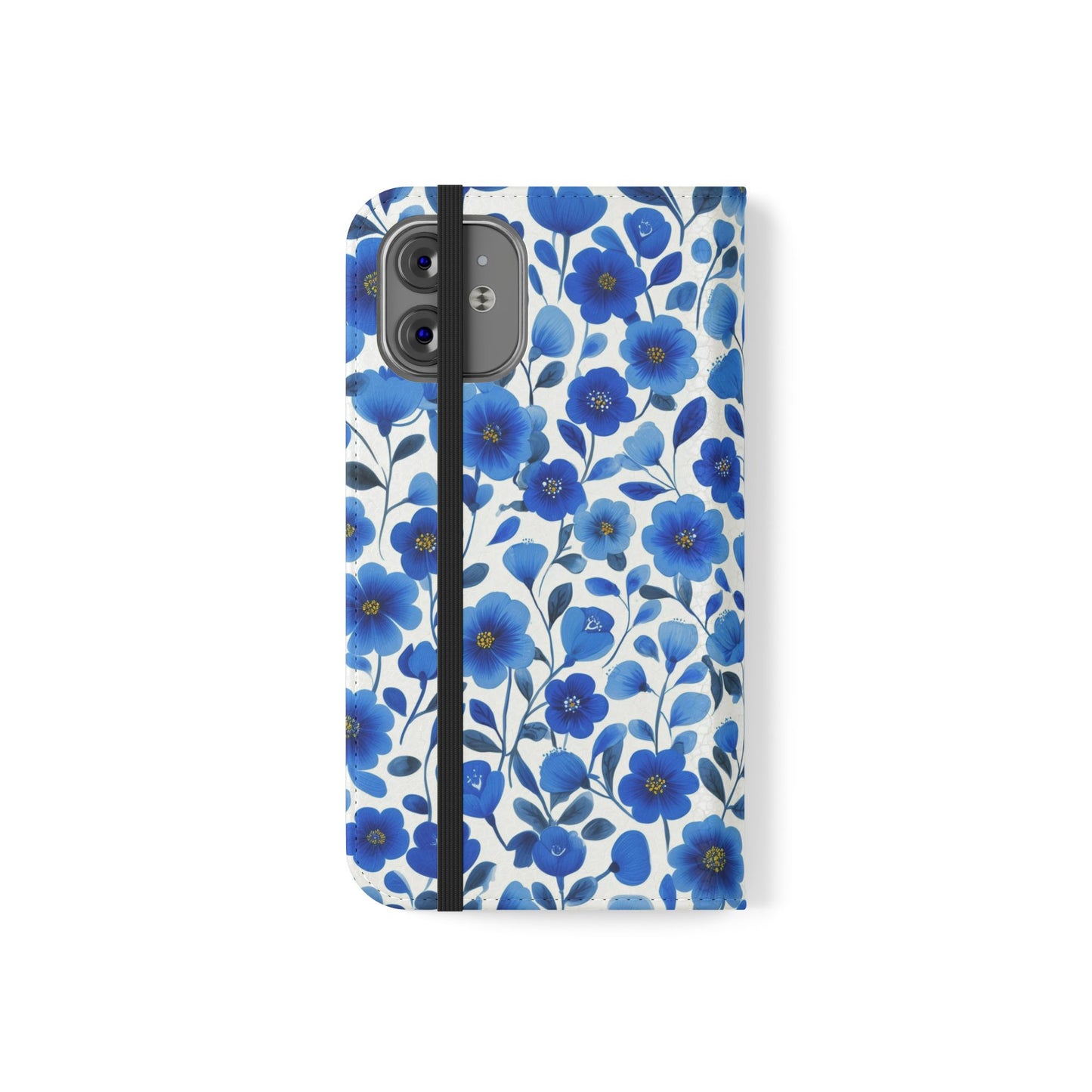 Blue Floral Pattern Flip Cases for Phones, Elegant Phone Wallet, Gift for Her, Stylish Phone Covers, Mother's Day Gift, Business Card Holder