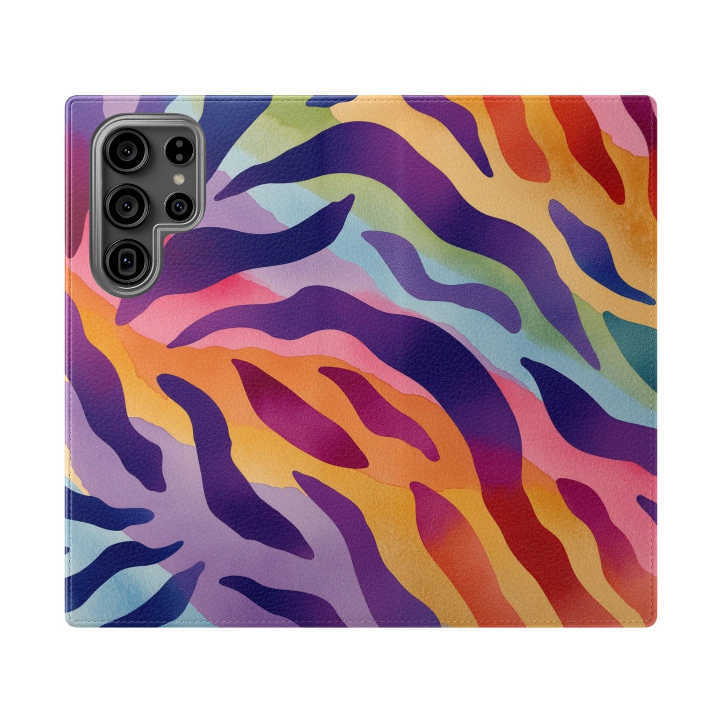 Colorful Zebra Print Phone Flip Case, Stylish Wallet Cover, Unique Mobile Accessory, Ideal Gift for Him/Her, Birthday/Anniversary Present