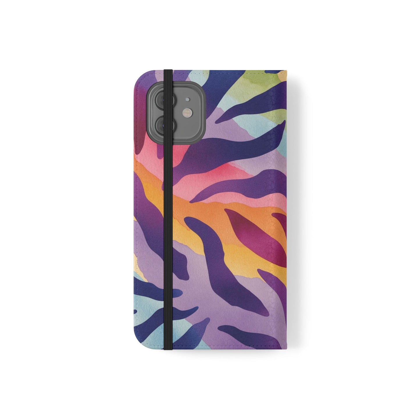 Colorful Zebra Print Phone Flip Case, Stylish Wallet Cover, Unique Mobile Accessory, Ideal Gift for Him/Her, Birthday/Anniversary Present