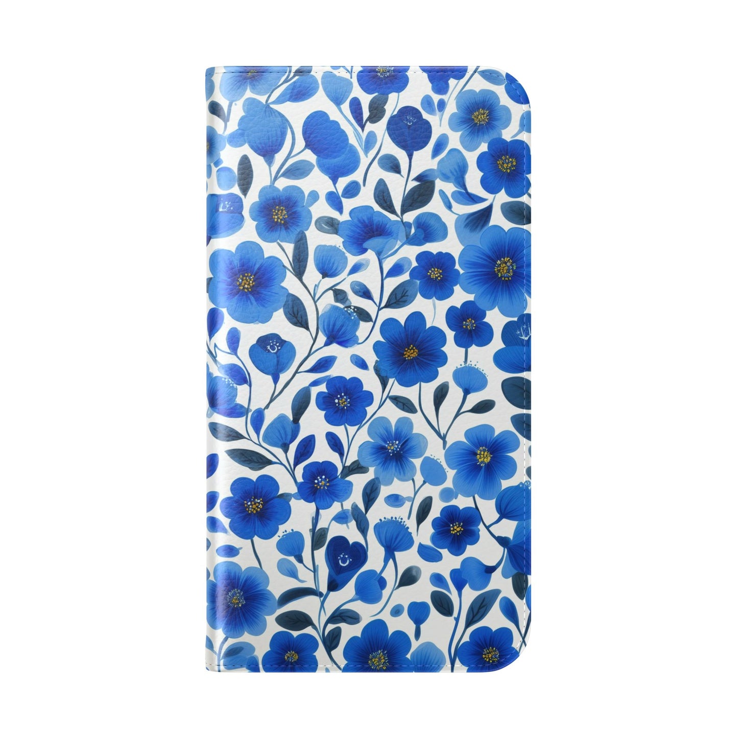 Blue Floral Pattern Flip Cases for Phones, Elegant Phone Wallet, Gift for Her, Stylish Phone Covers, Mother's Day Gift, Business Card Holder